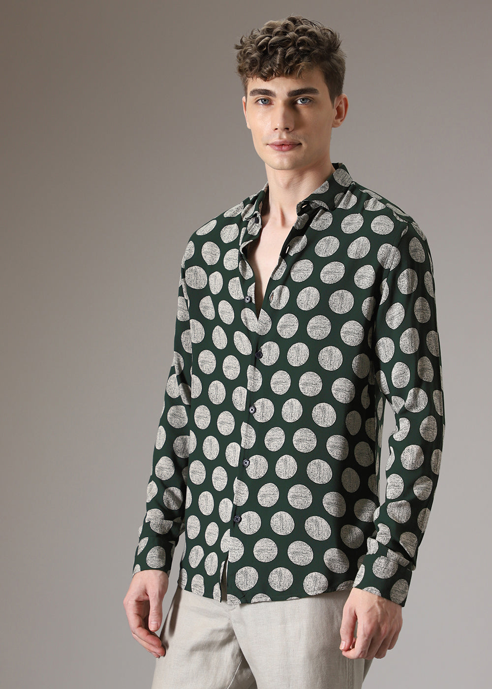 Green Polka Dot Feather Shirt