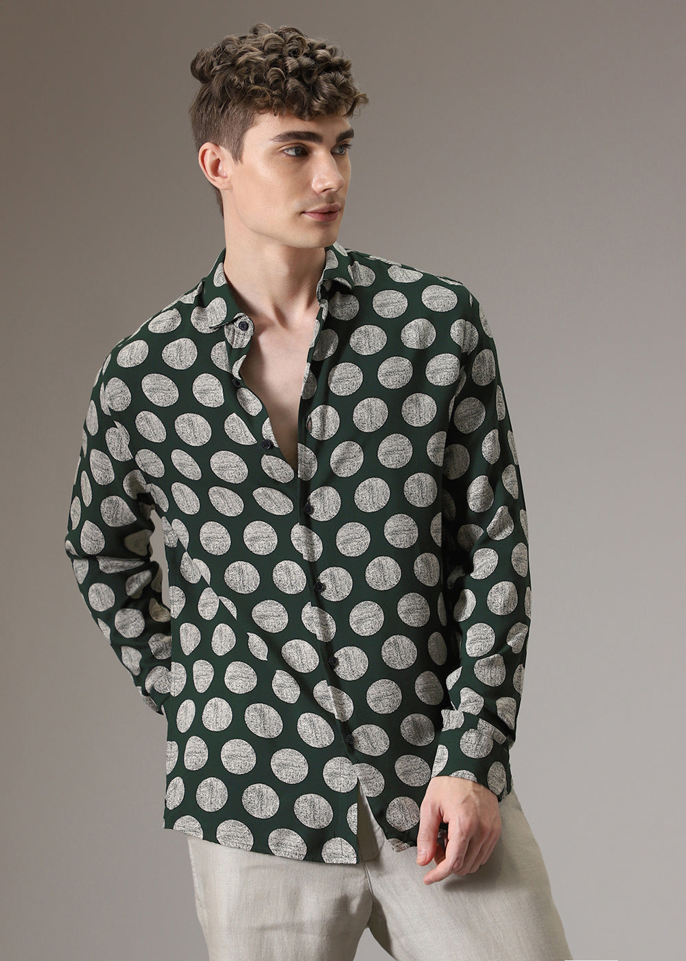 Green Polka Dot Feather Shirt