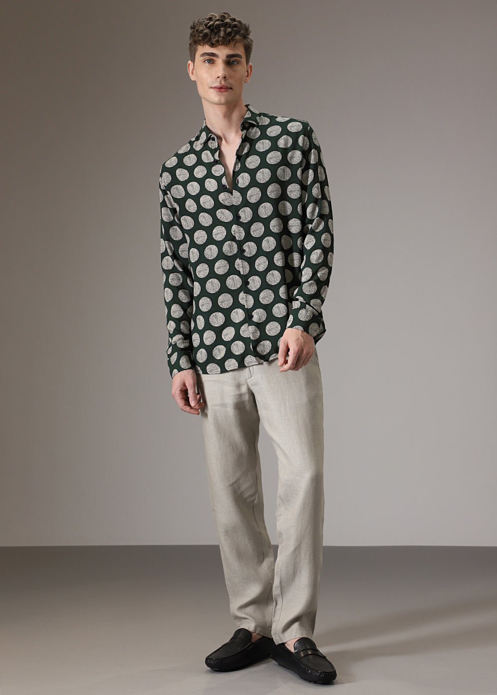 Green Polka Dot Feather Shirt