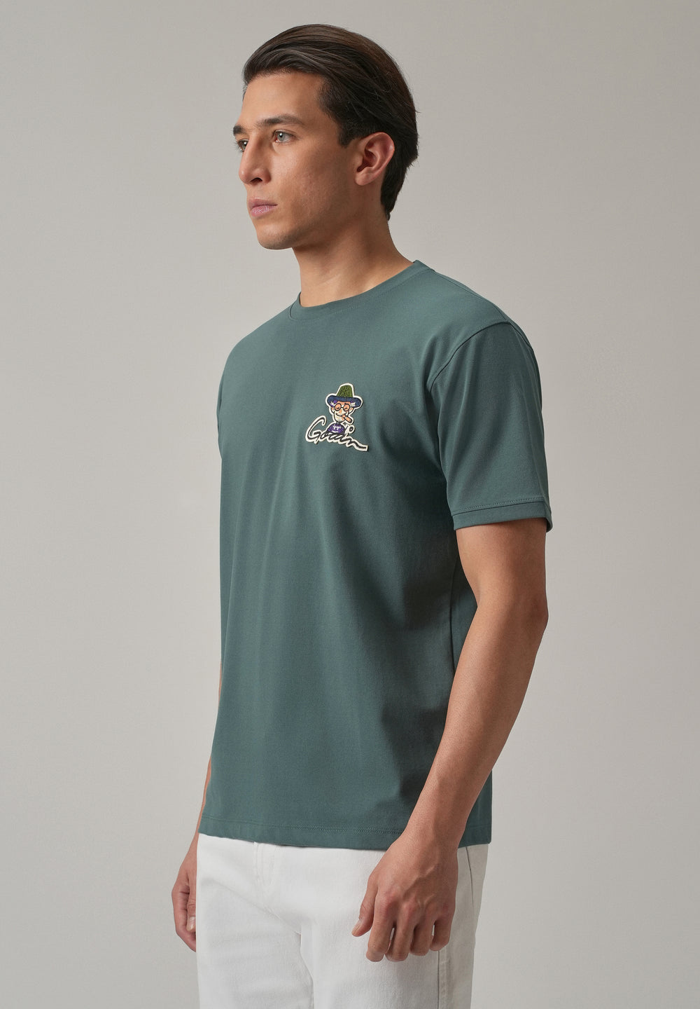 Green Printed Slim Fit T-Shirt