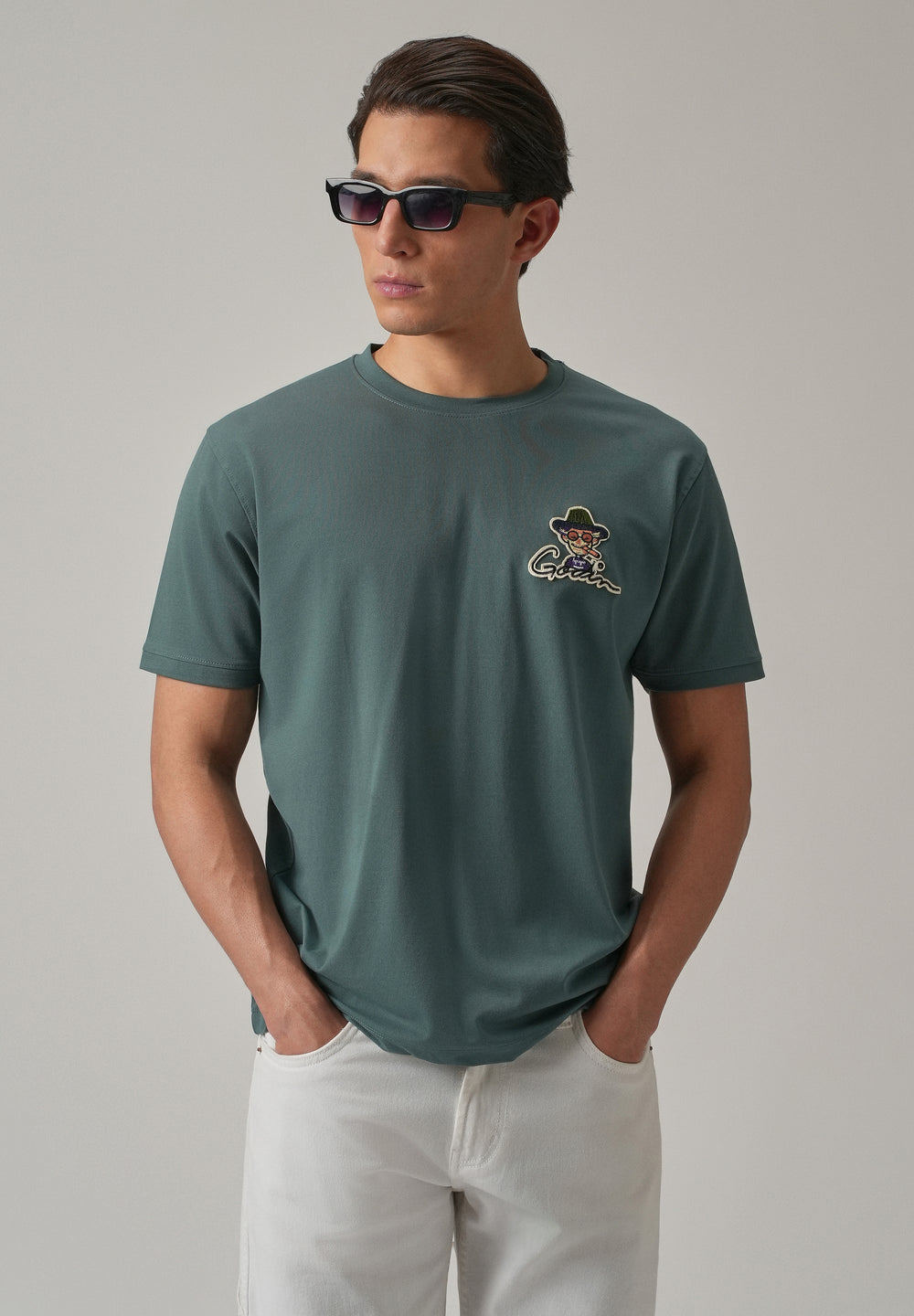 Green Printed Slim Fit T-Shirt