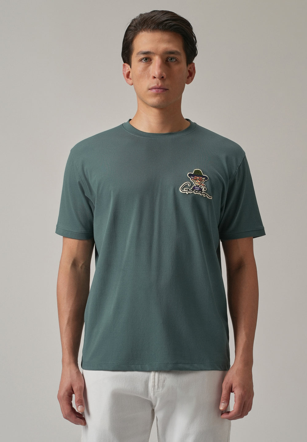 Green Printed Slim Fit T-Shirt