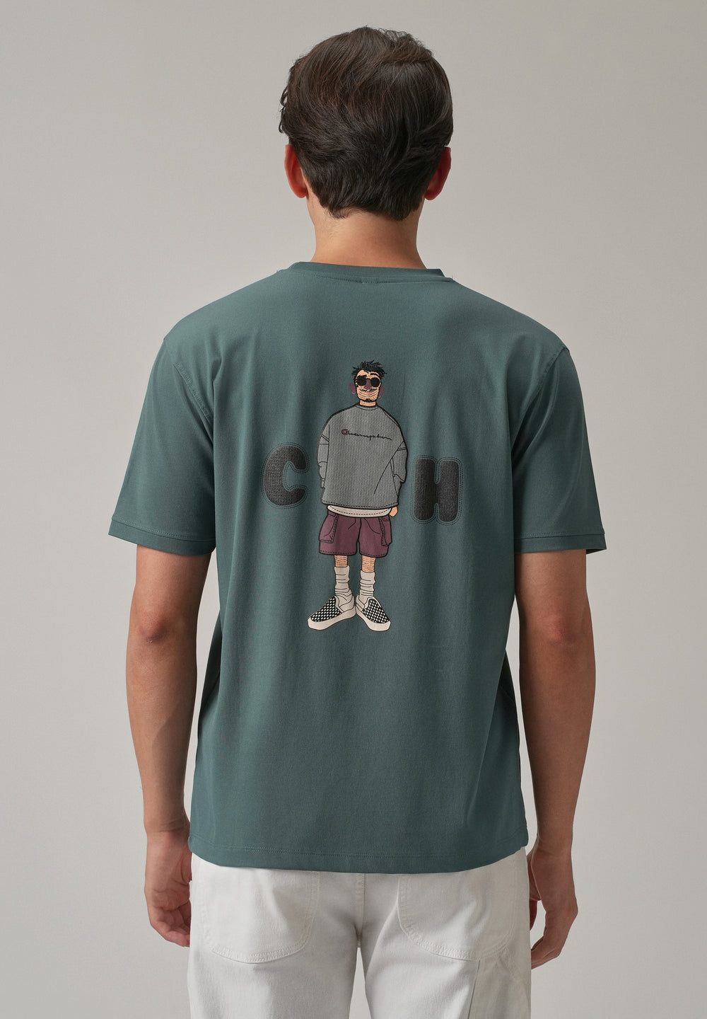 Green Printed Slim Fit T-Shirt