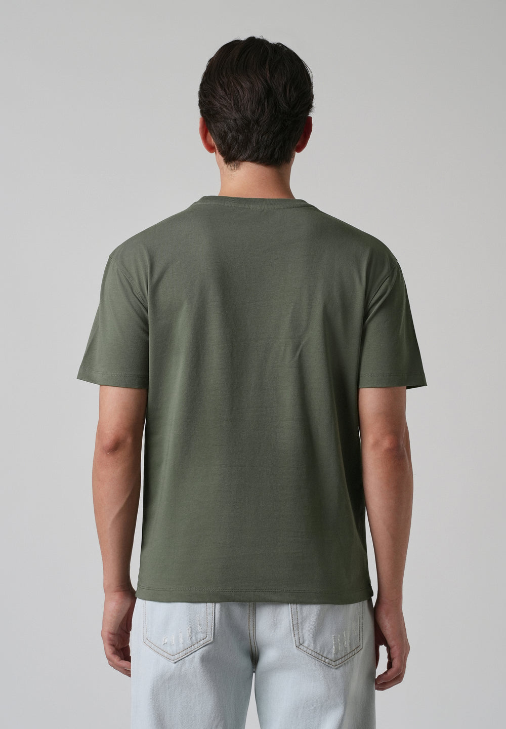 Olive Green Printed Slim Fit T-shirt