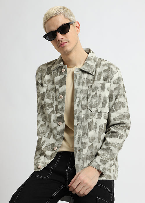 Sage Green Printed Summer Jacket