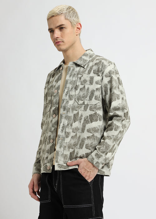 Sage Green Printed Summer Jacket