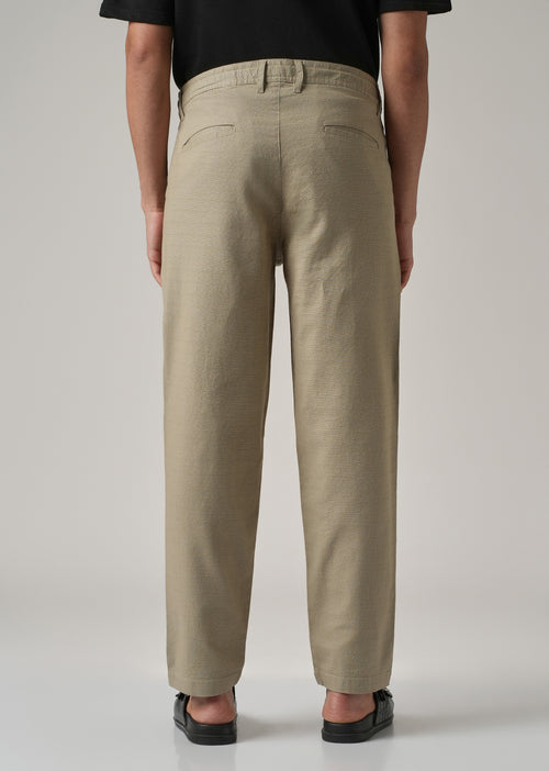 Green Linen-Look Cotton Trousers