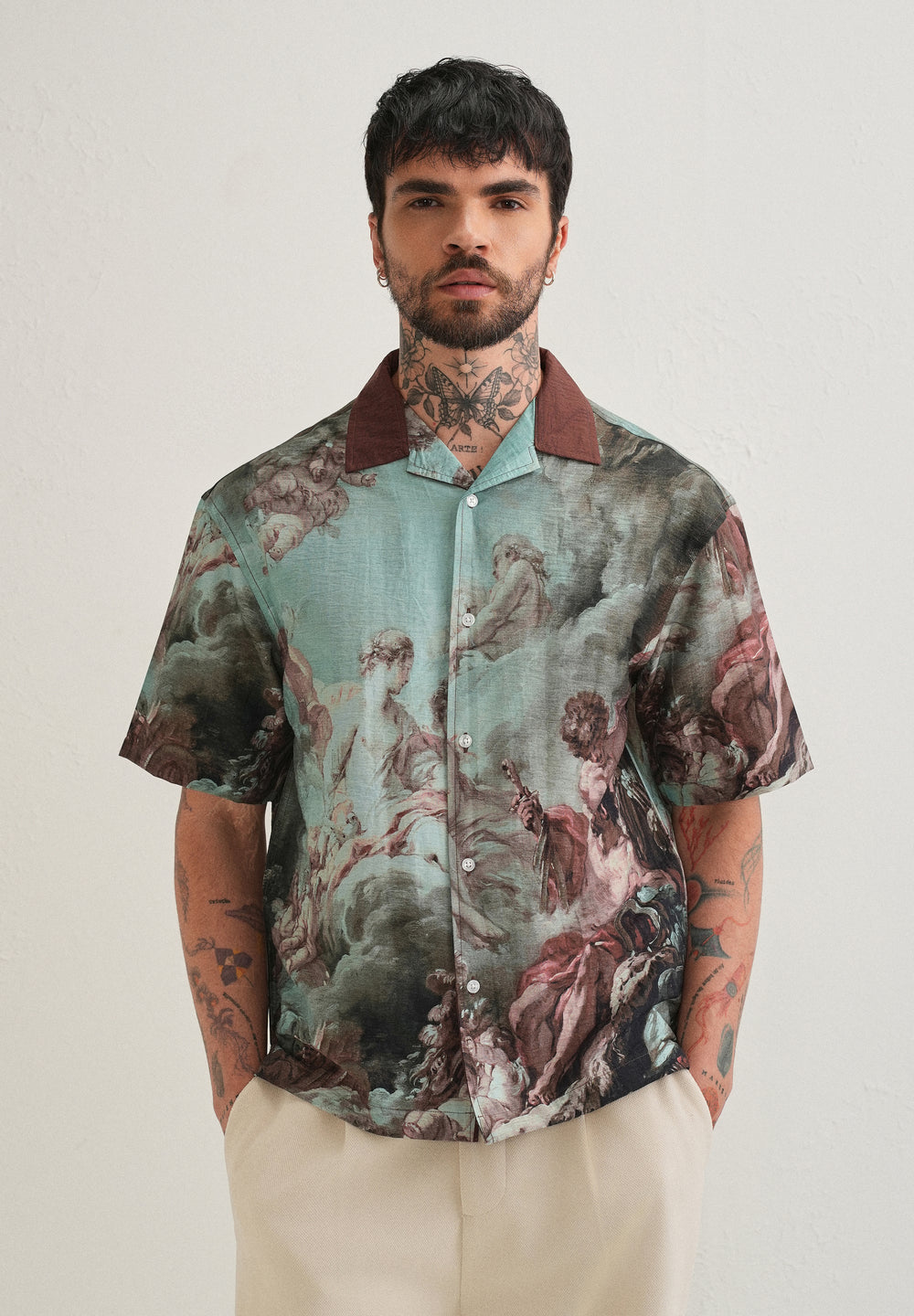 Green Renaissance Placement Print Shirt