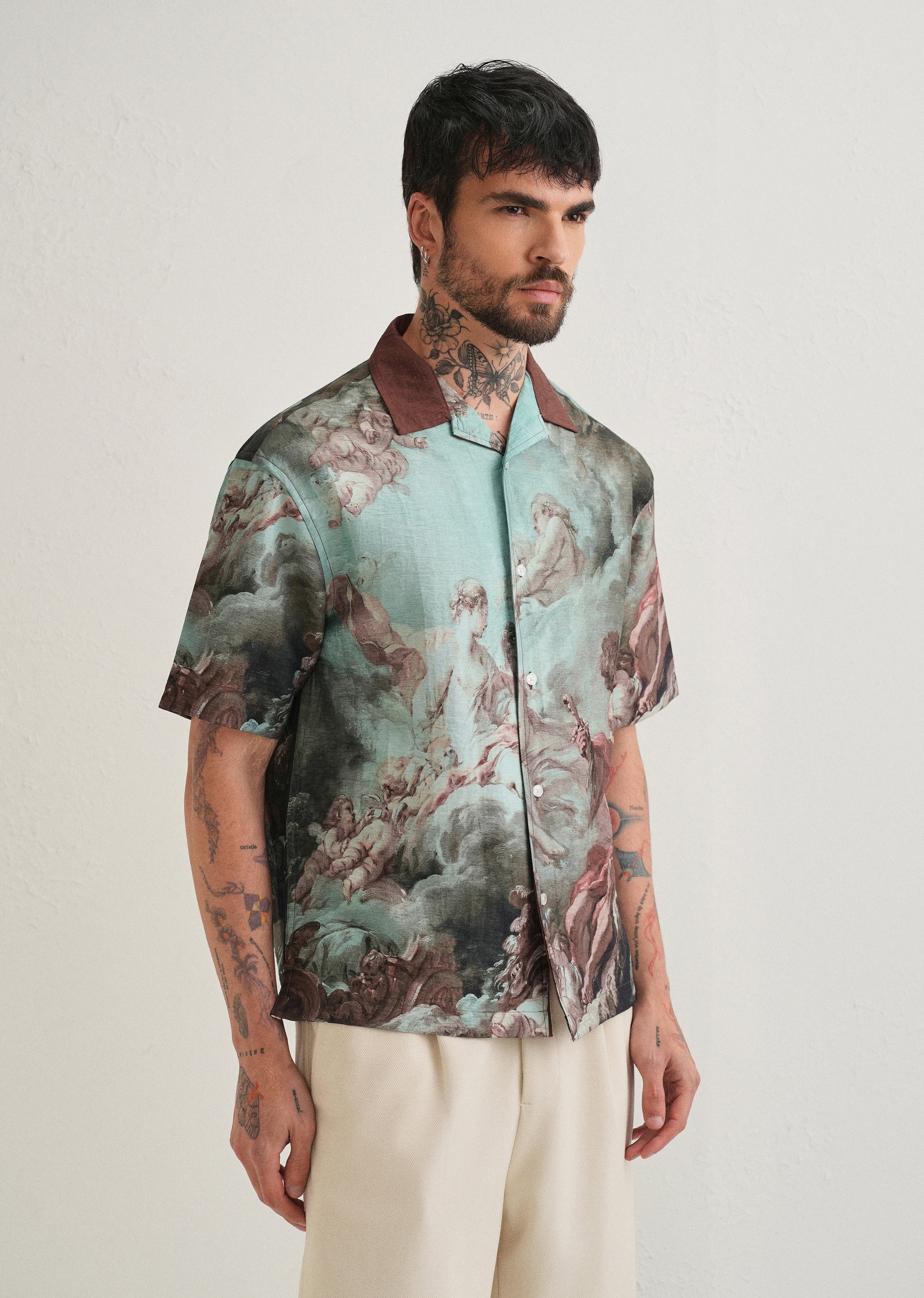 Green Renaissance Placement Print Shirt
