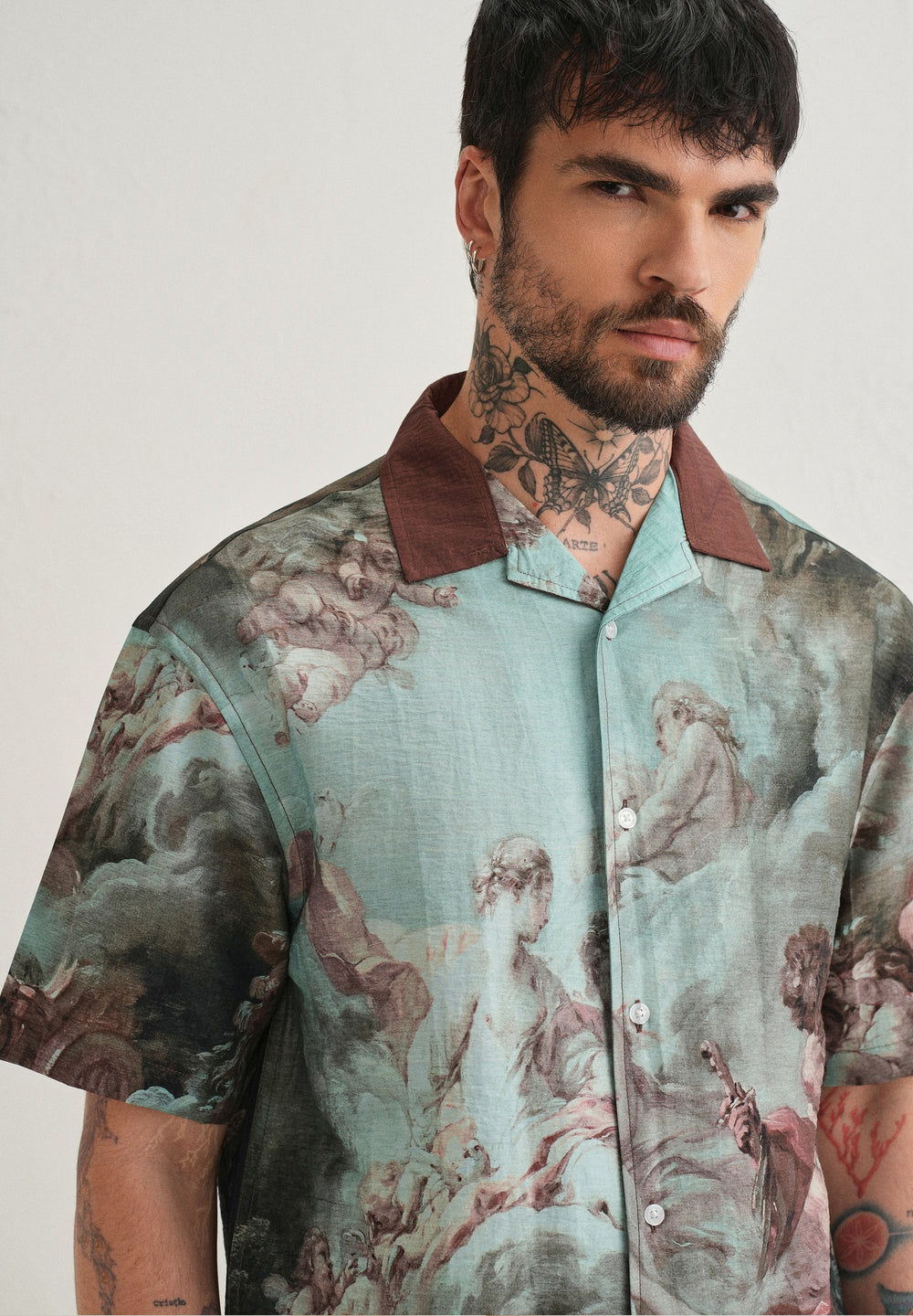 Green Renaissance Placement Print Shirt