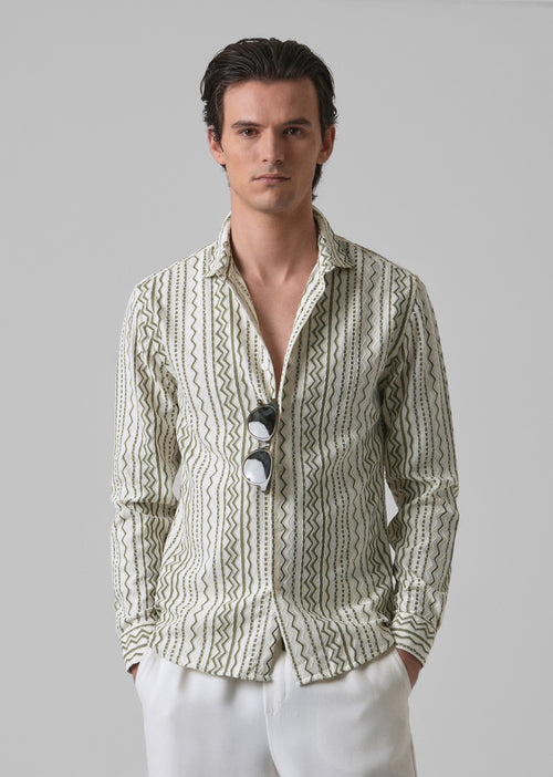Green Self Pattern Shirt