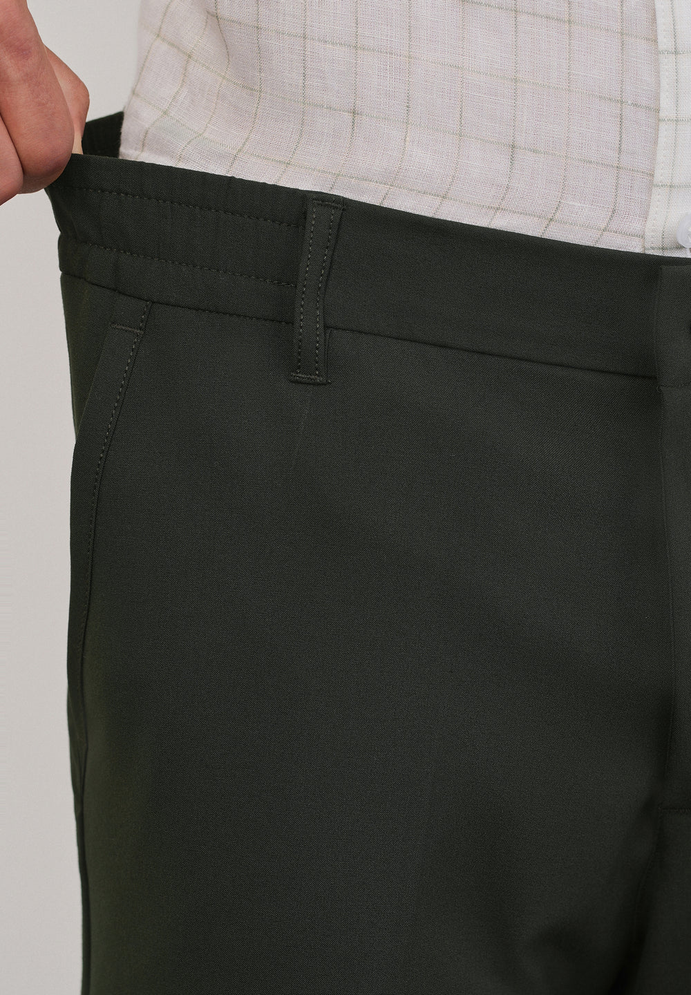 Green Semi-Elastic Slim Fit Trouser