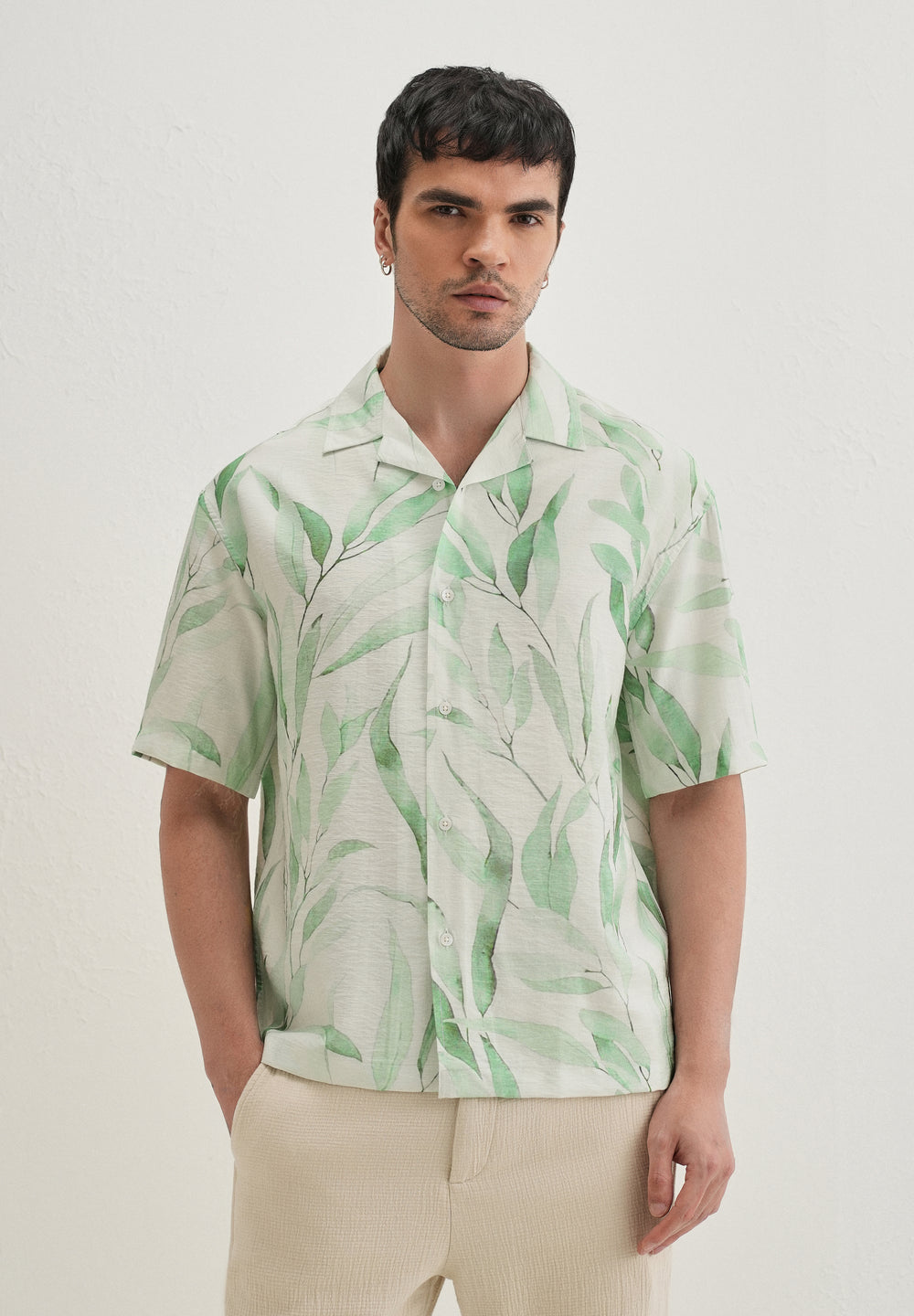 Green Soft Stroke Printed Shirt