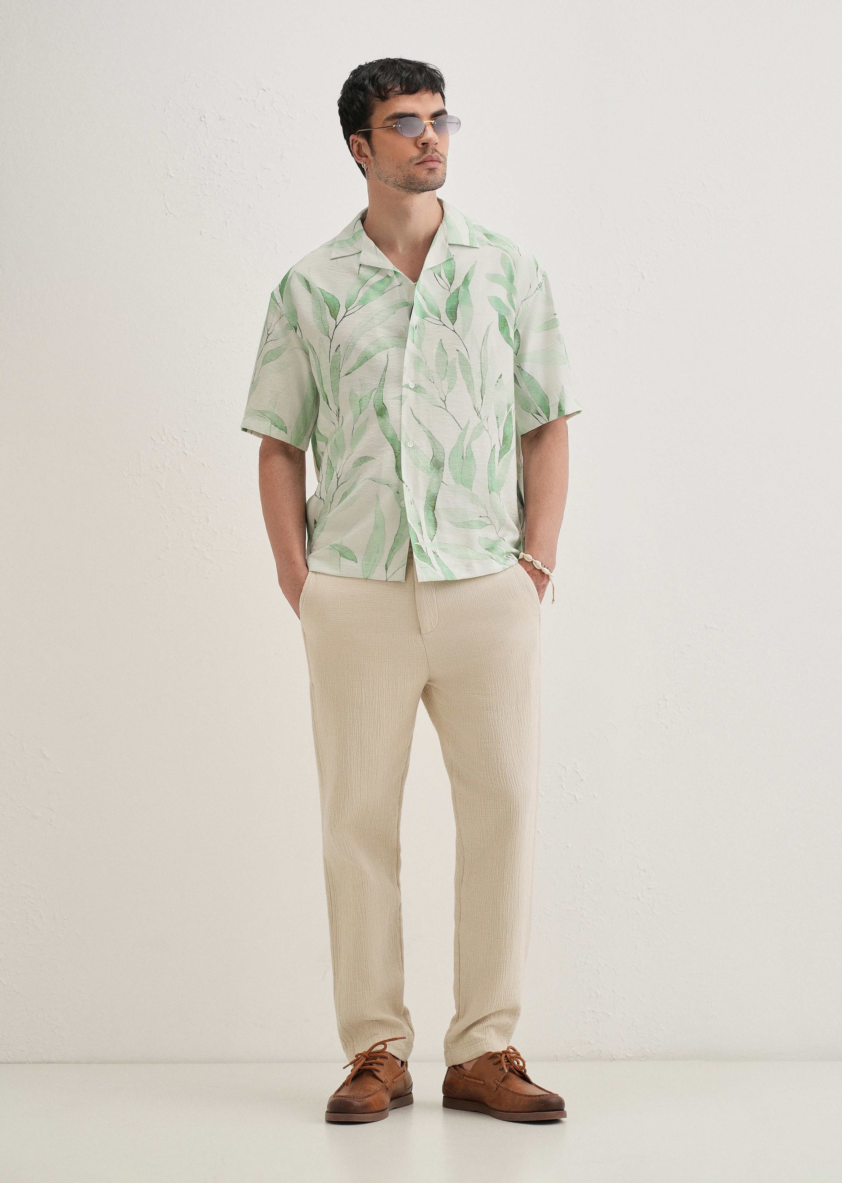 Green Soft Stroke Printed Shirt
