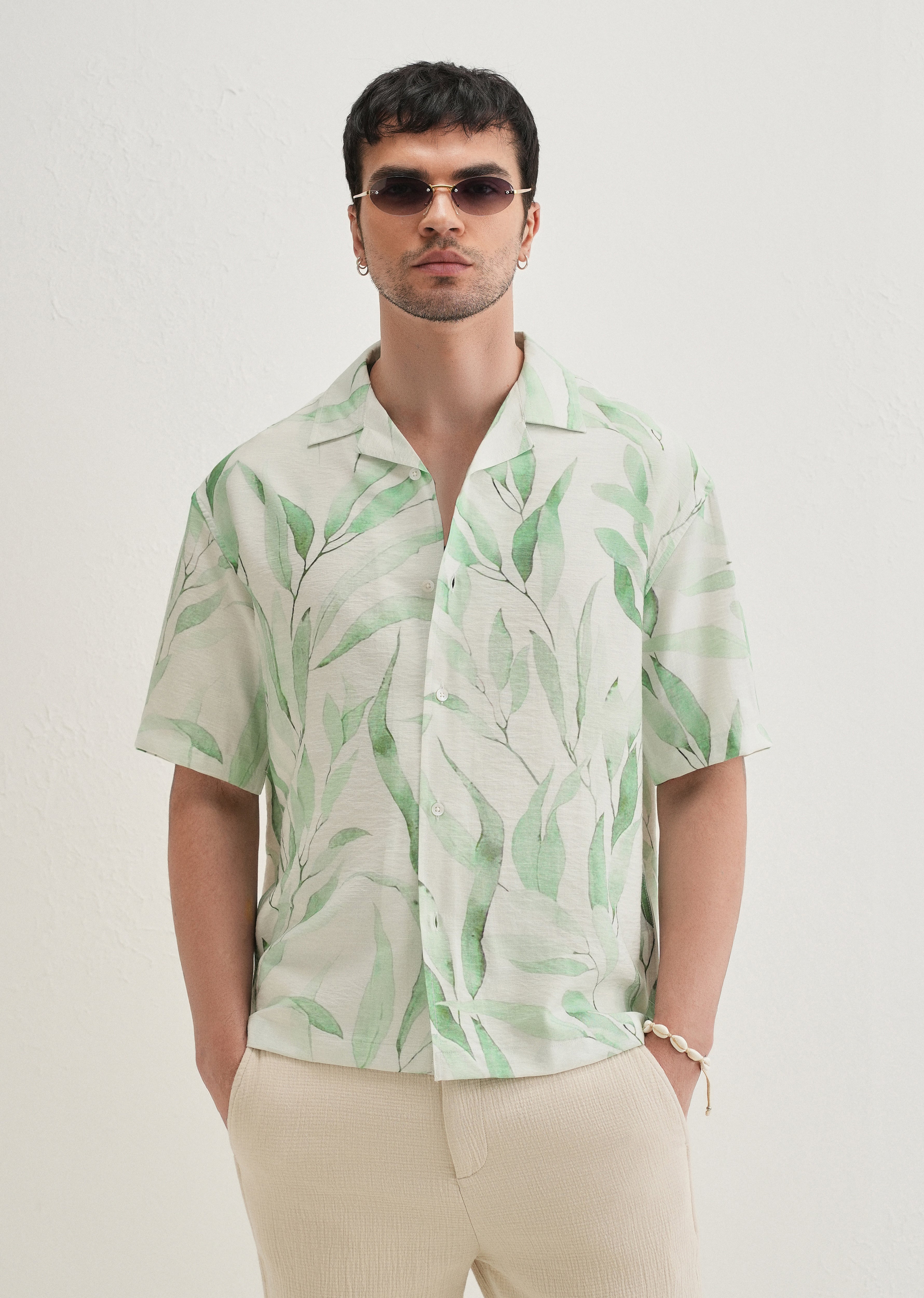 Green Soft Stroke Printed Shirt