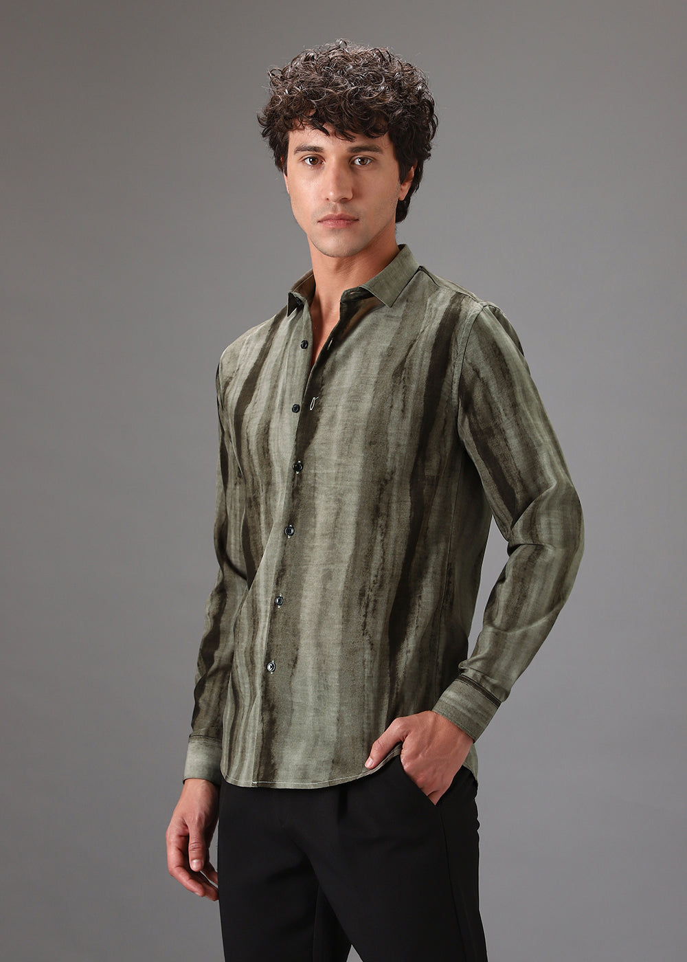 Green Stripe Printed Shirt