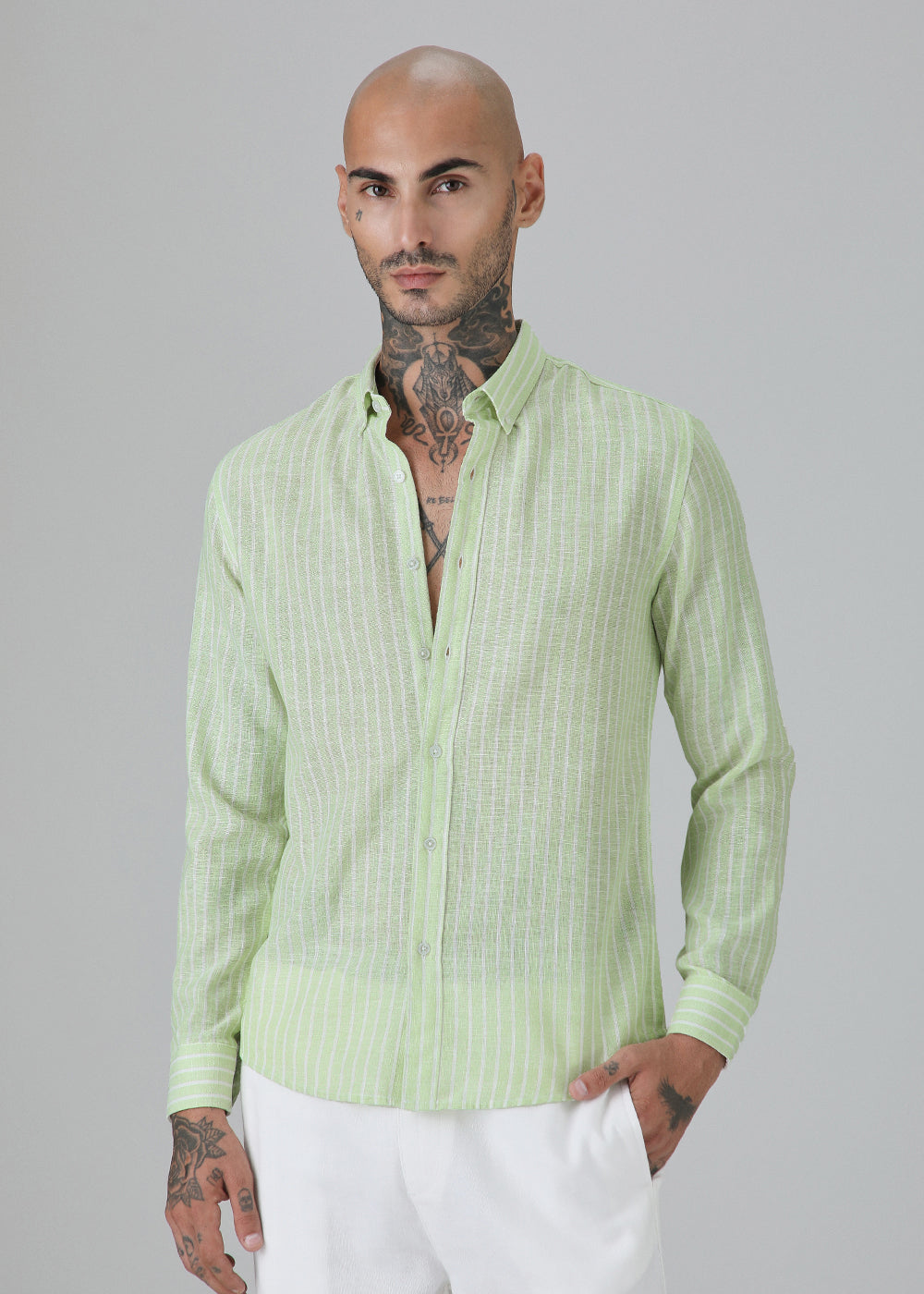 Green Stripe Linen Shirt