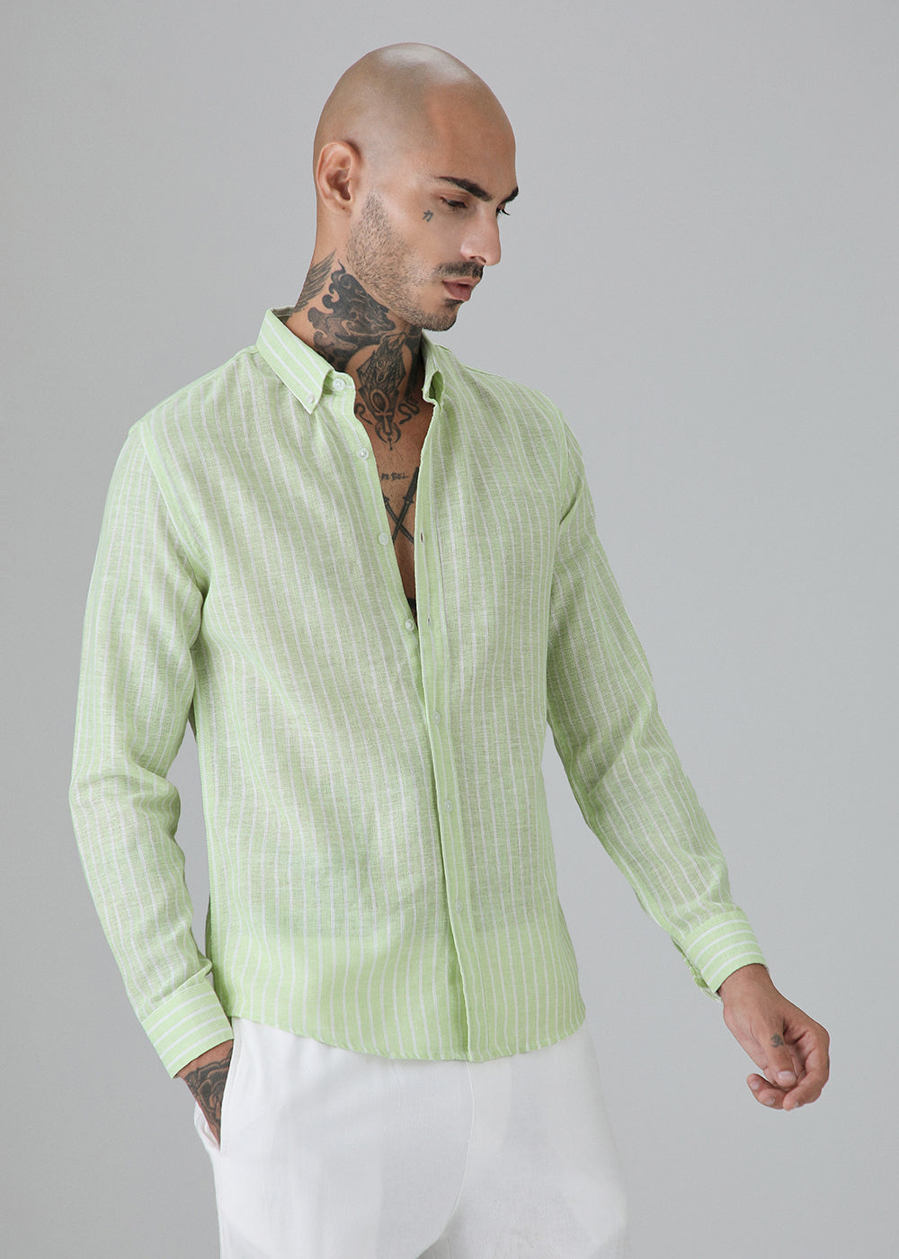 Green Stripe Linen Shirt