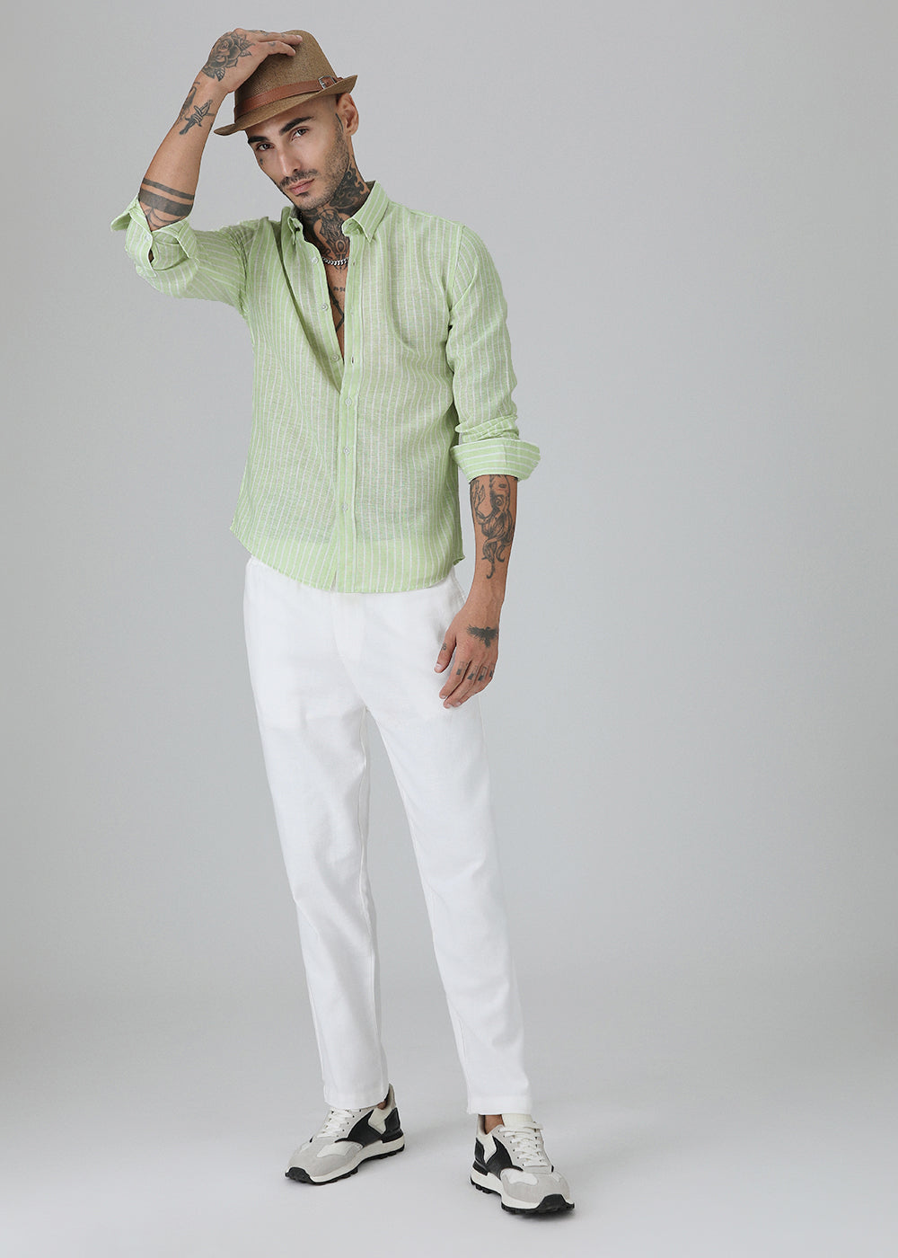 Green Stripe Linen Shirt