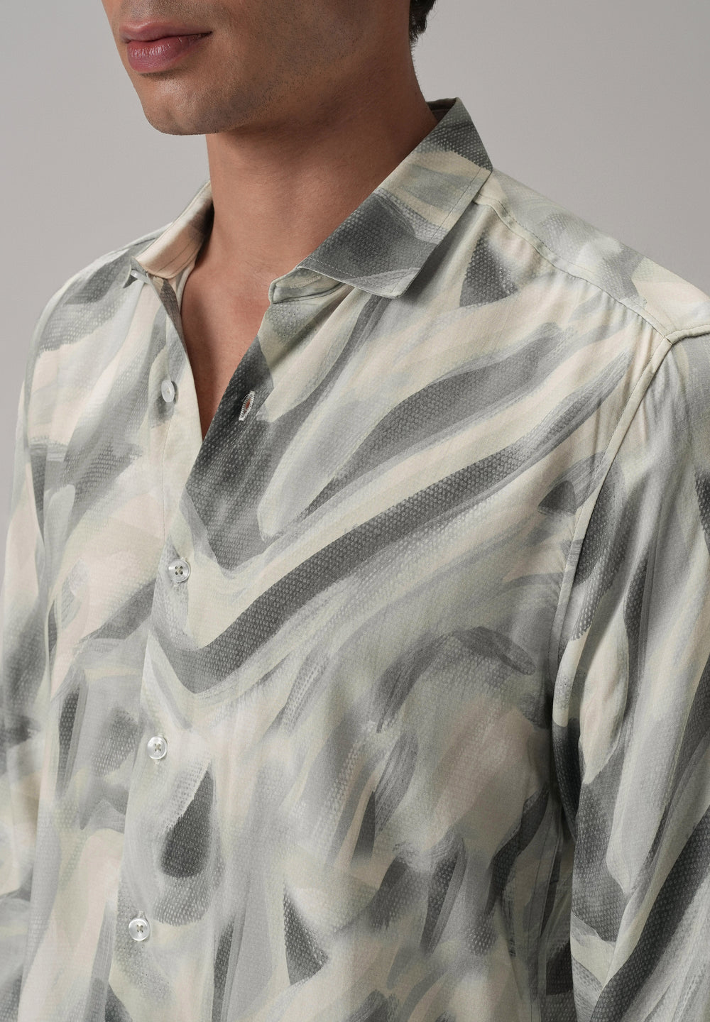 Green Texture Swirl Printed Shirt
