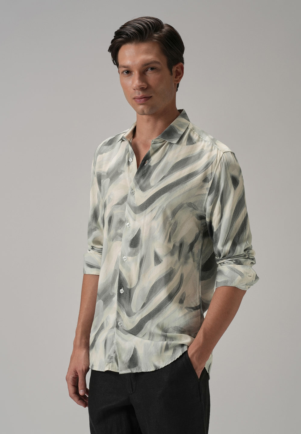 Green Texture Swirl Printed Shirt