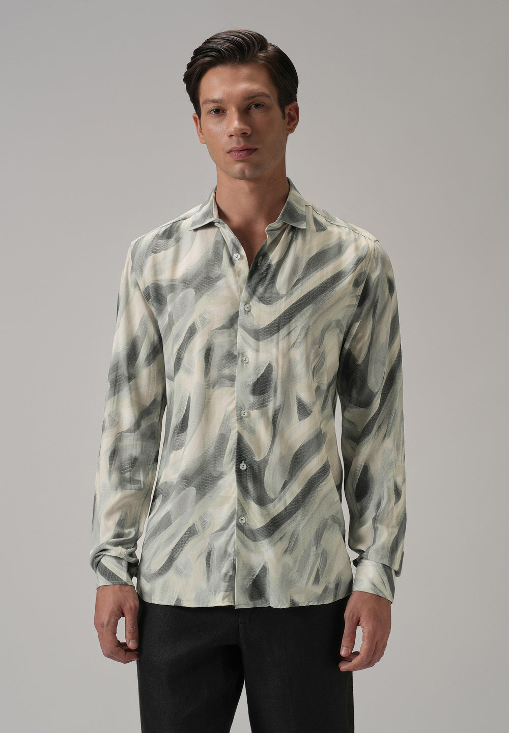 Green Texture Swirl Printed Shirt