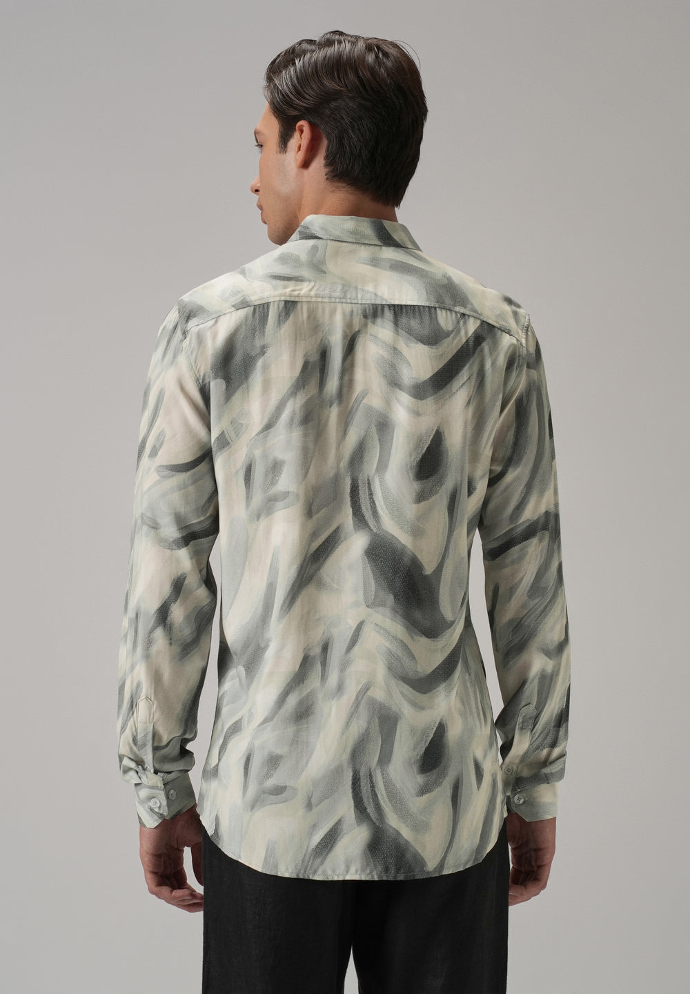 Green Texture Swirl Printed Shirt
