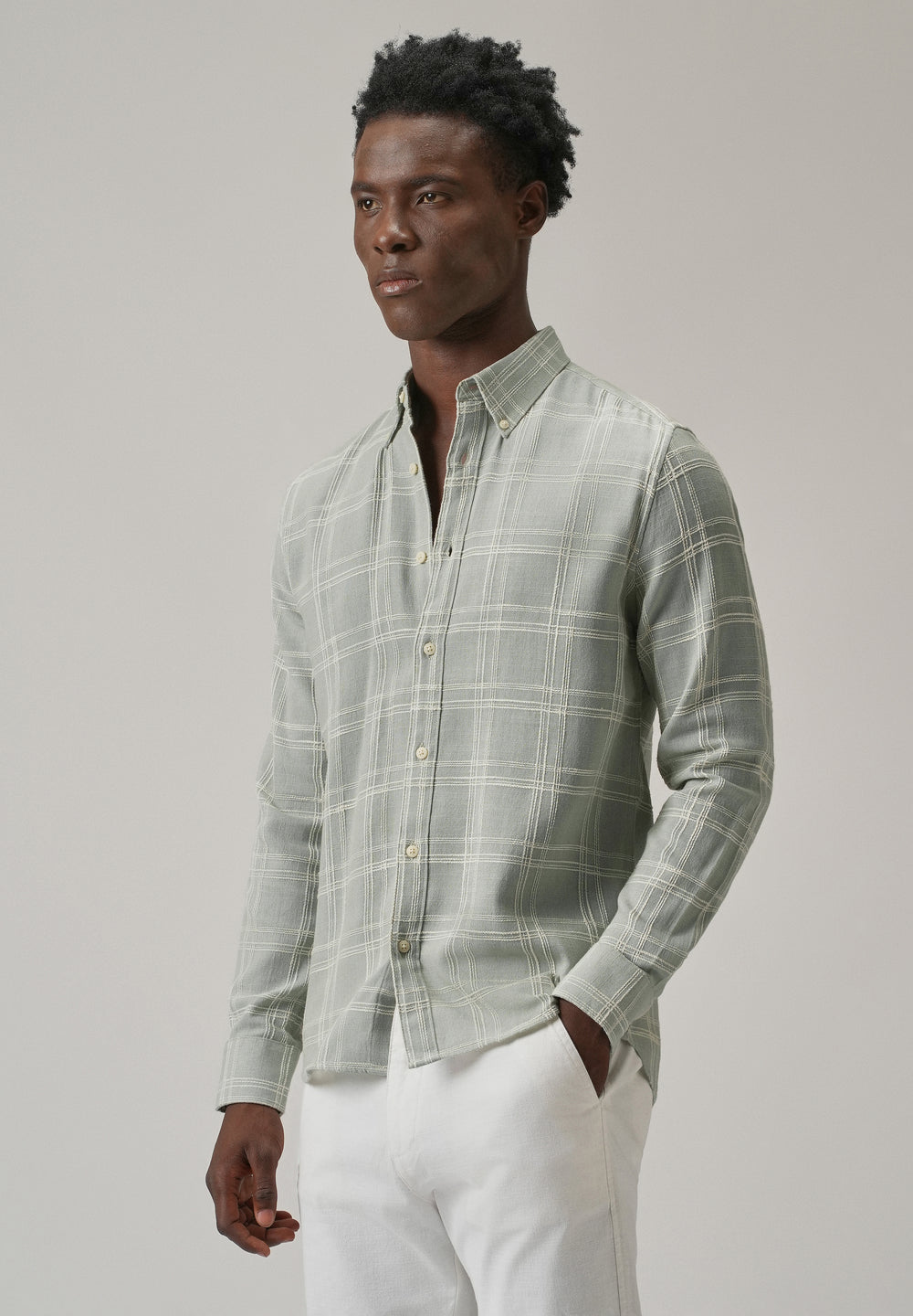 Green Chenille Check Shirt