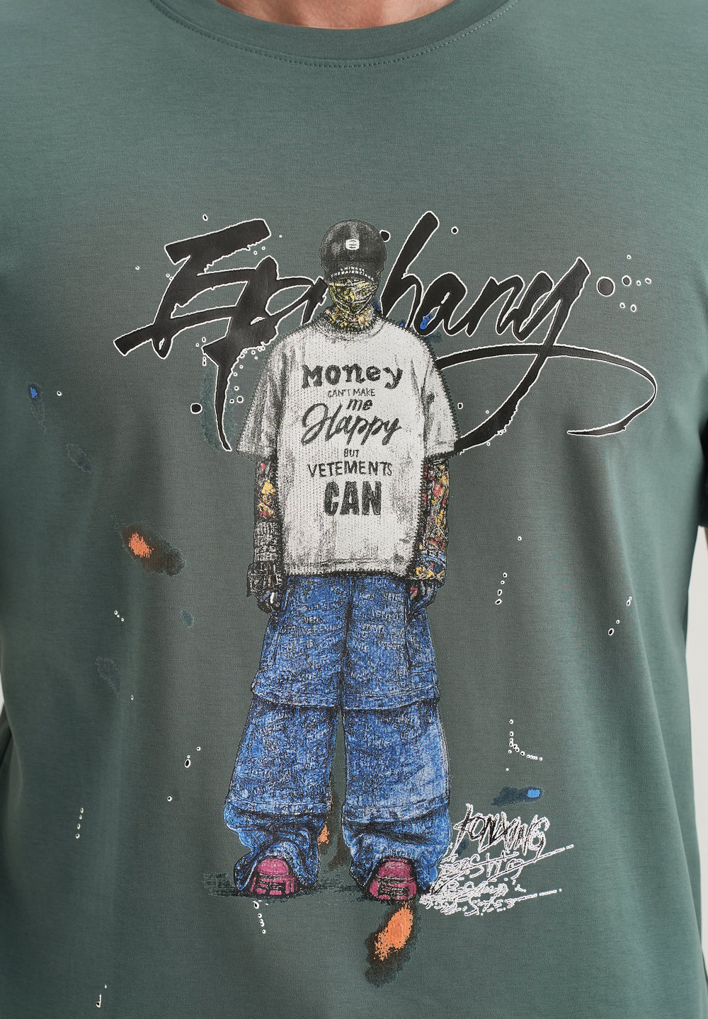 Green Textured Embossed Print T-Shirt