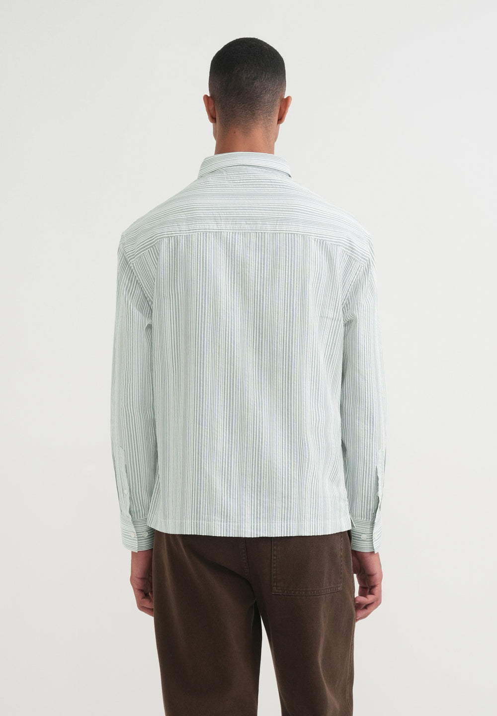 Green Textured Vertical Stripe Shirt