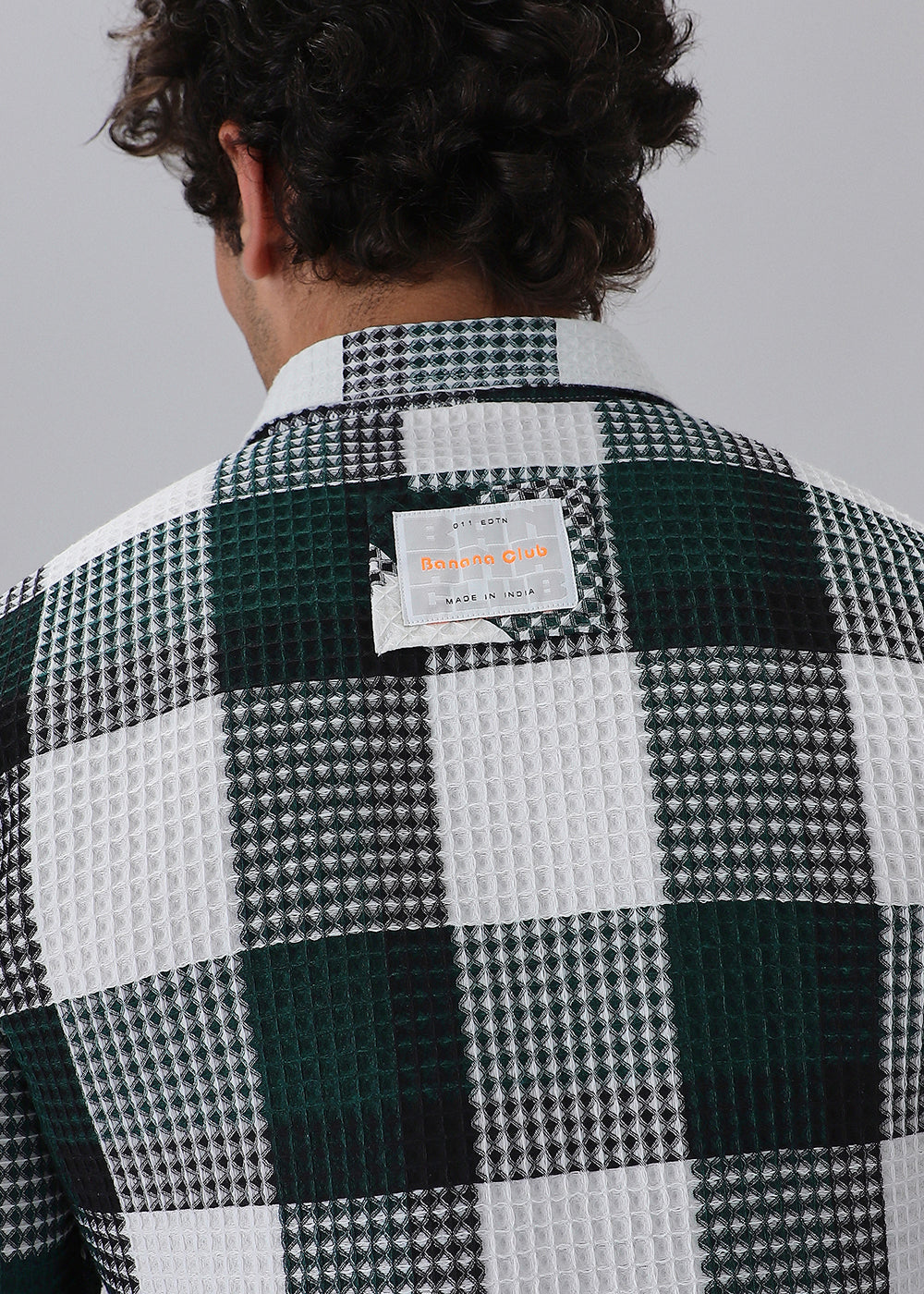 Green Waffle Plaid Check Shirt