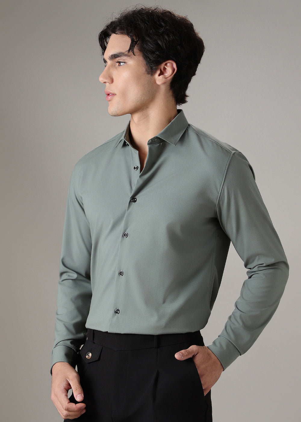 Green Wrinkle Free Shirt