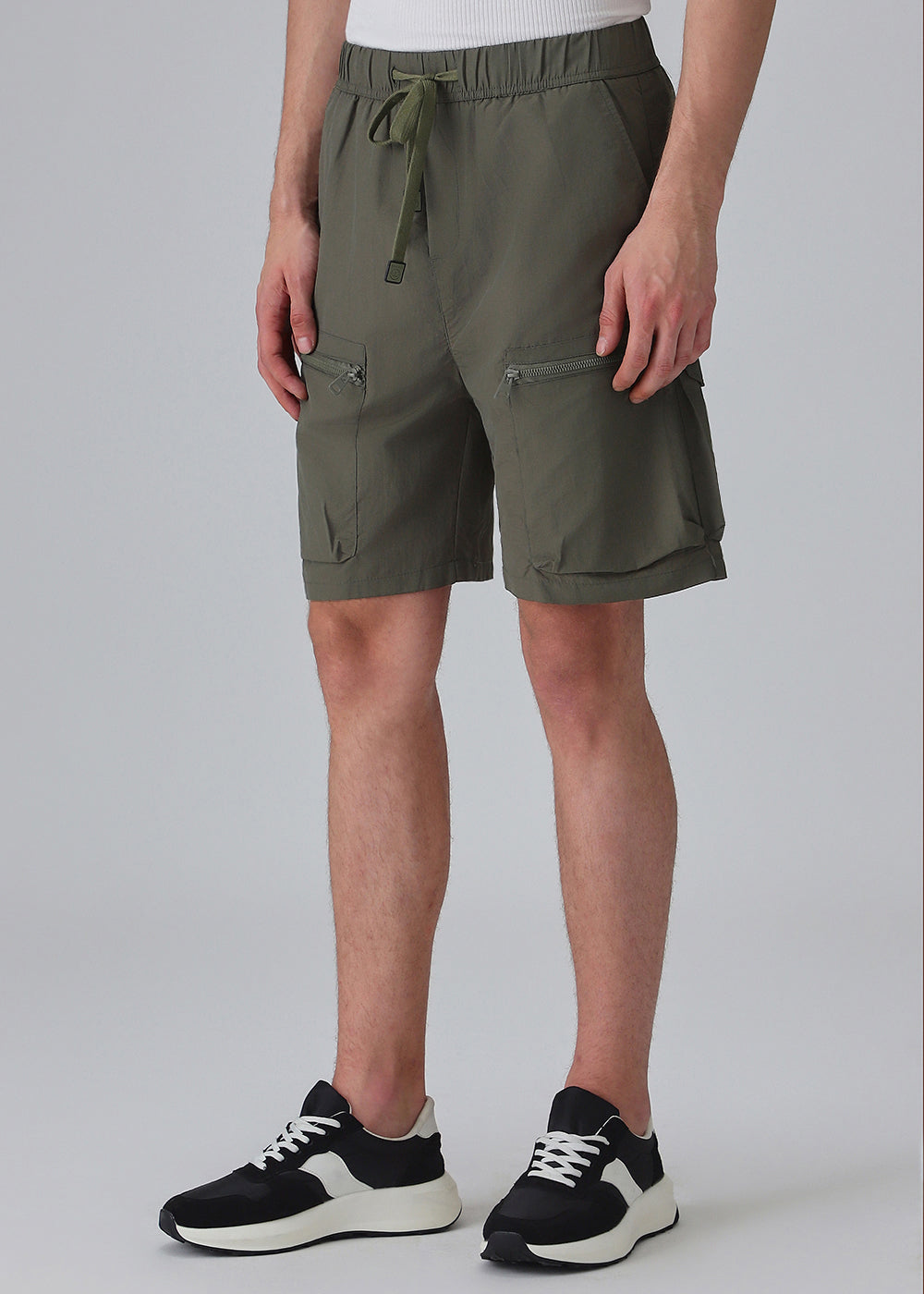 Green Zip Pocket Cargo Shorts