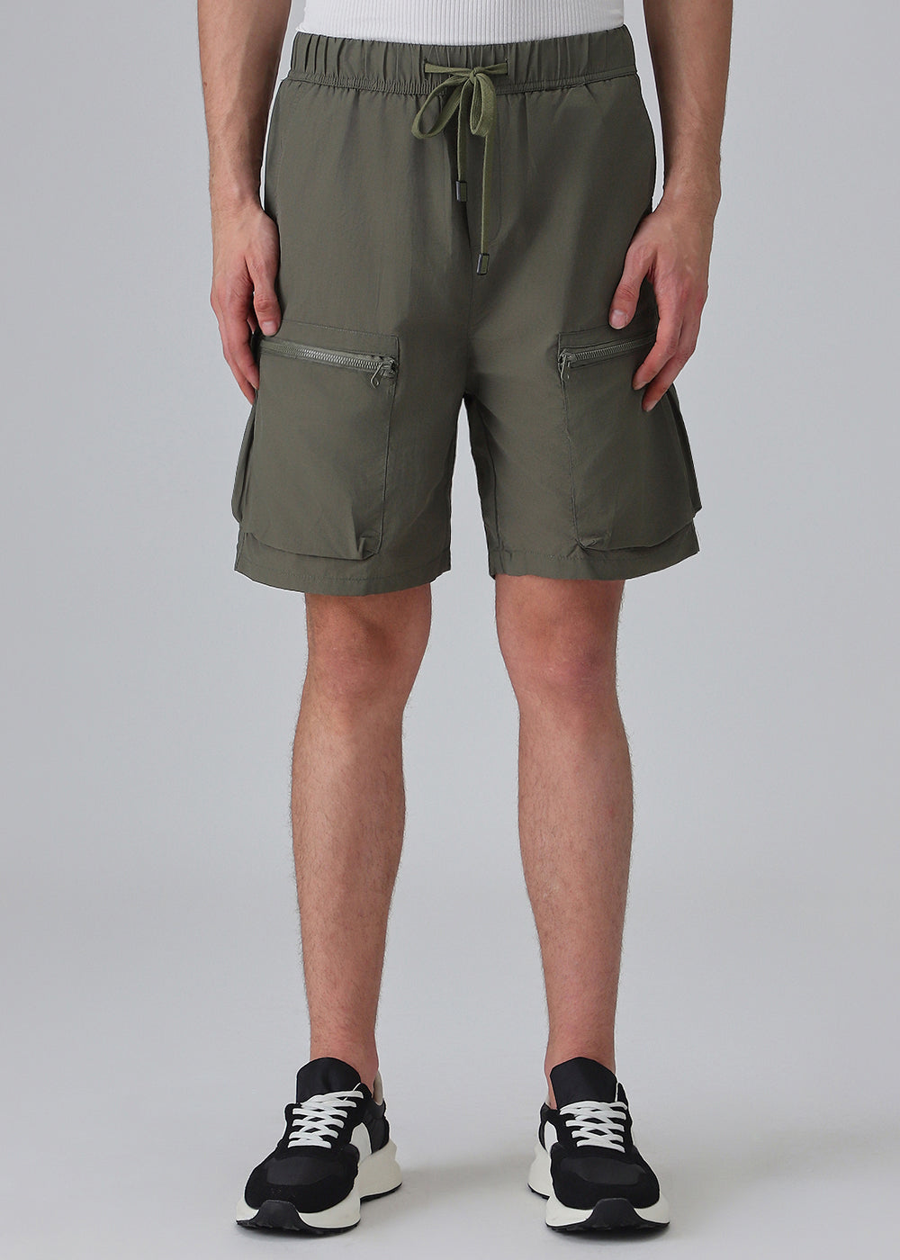 Green Zip Pocket Cargo Shorts