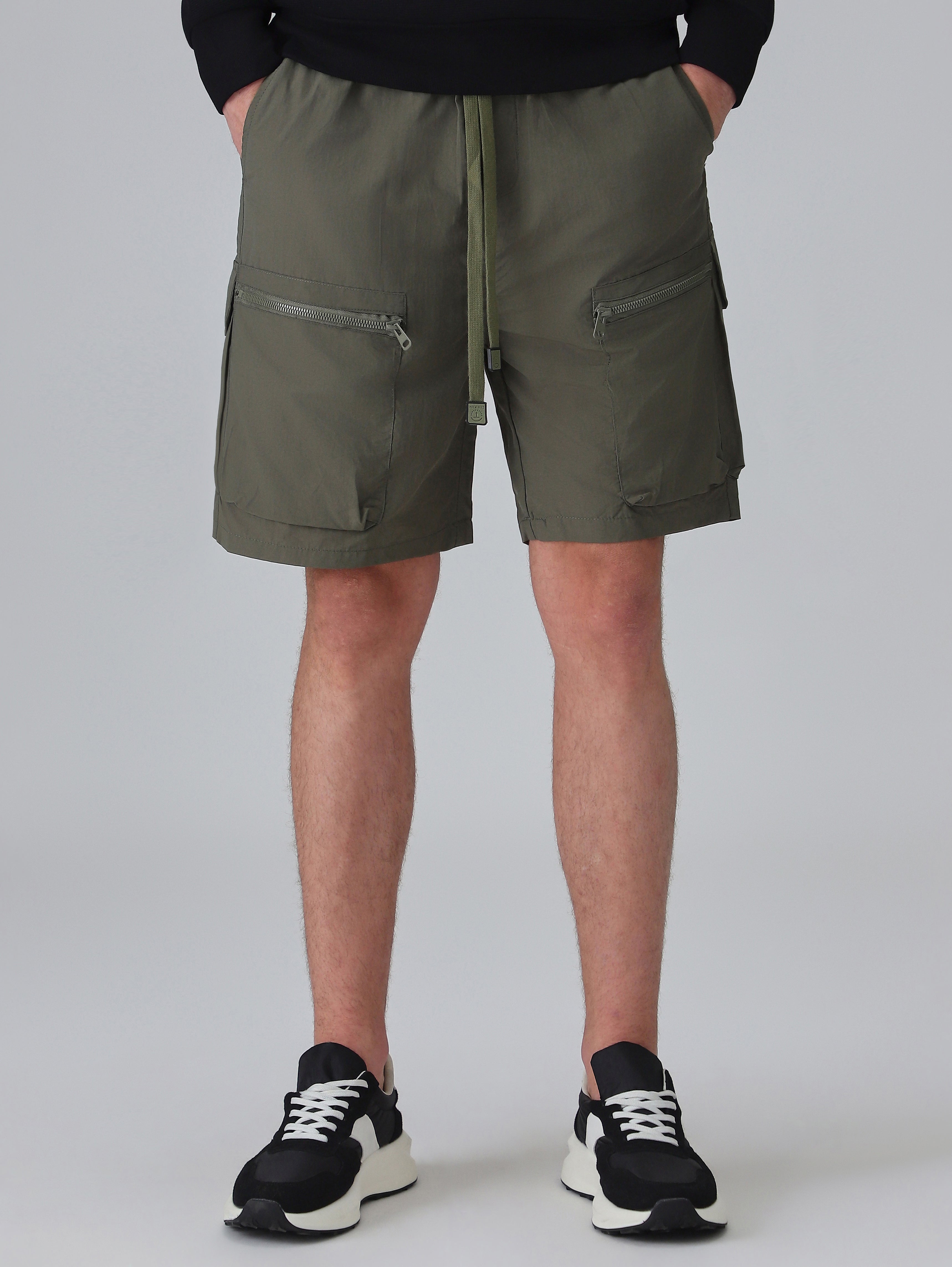 Green Zip Pocket Cargo Shorts