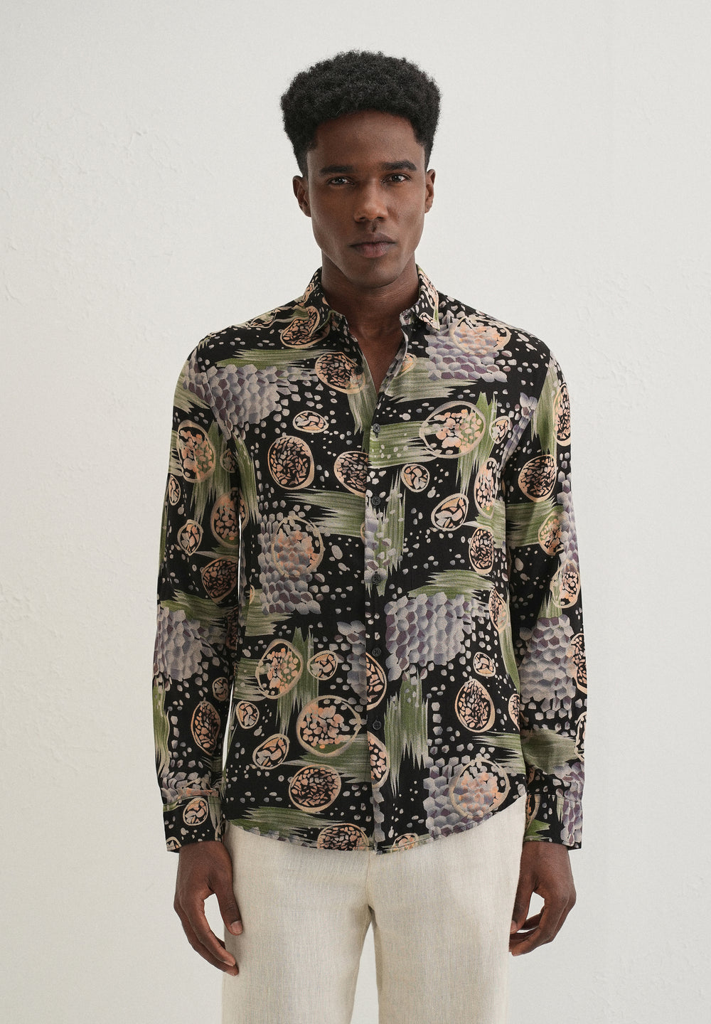 Green Abstract Feather Shirt