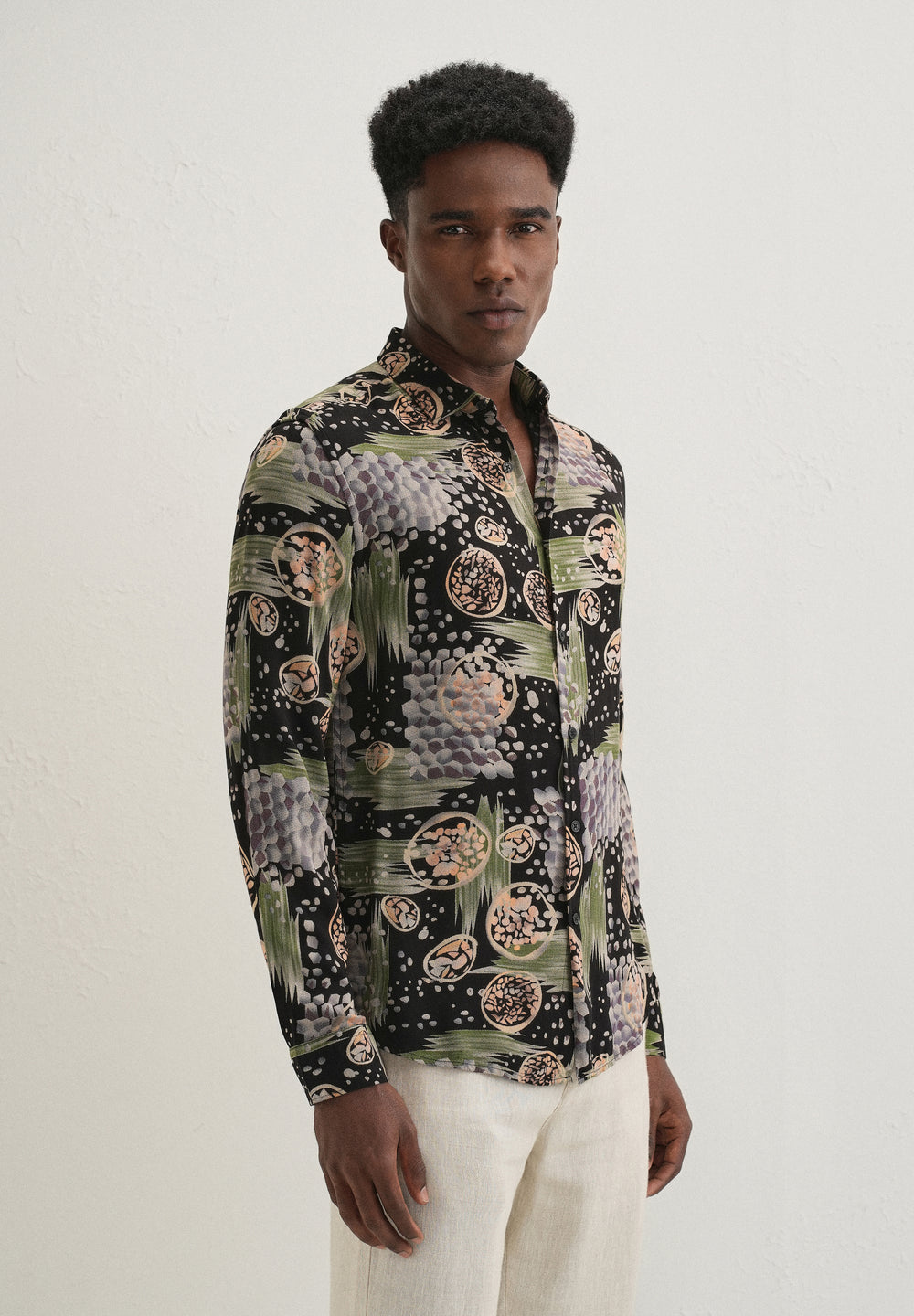 Green Abstract Feather Shirt