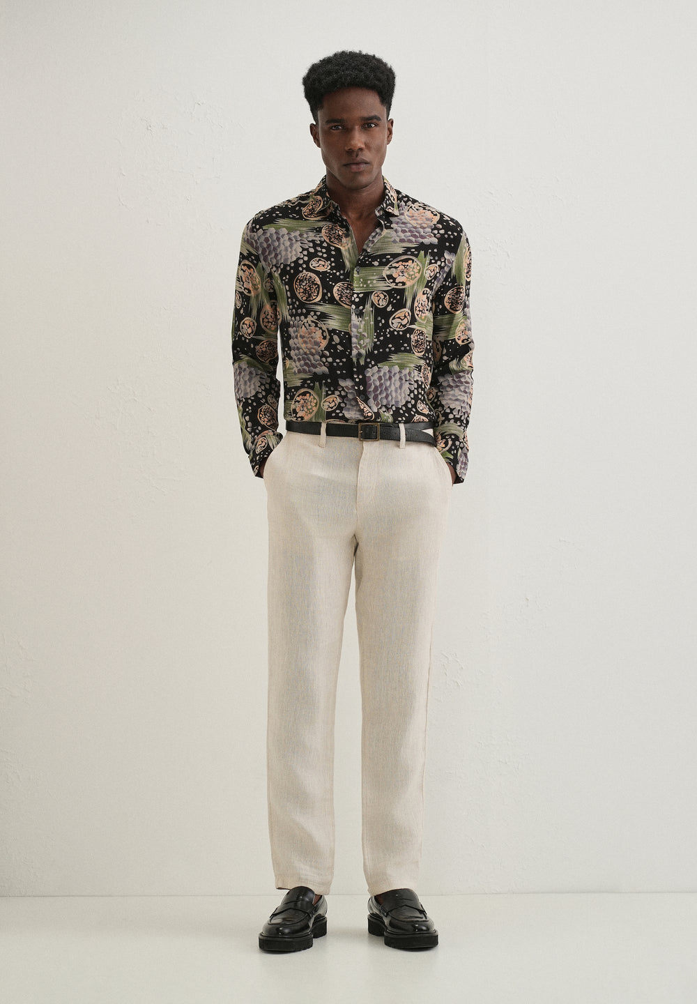 Green Abstract Feather Shirt