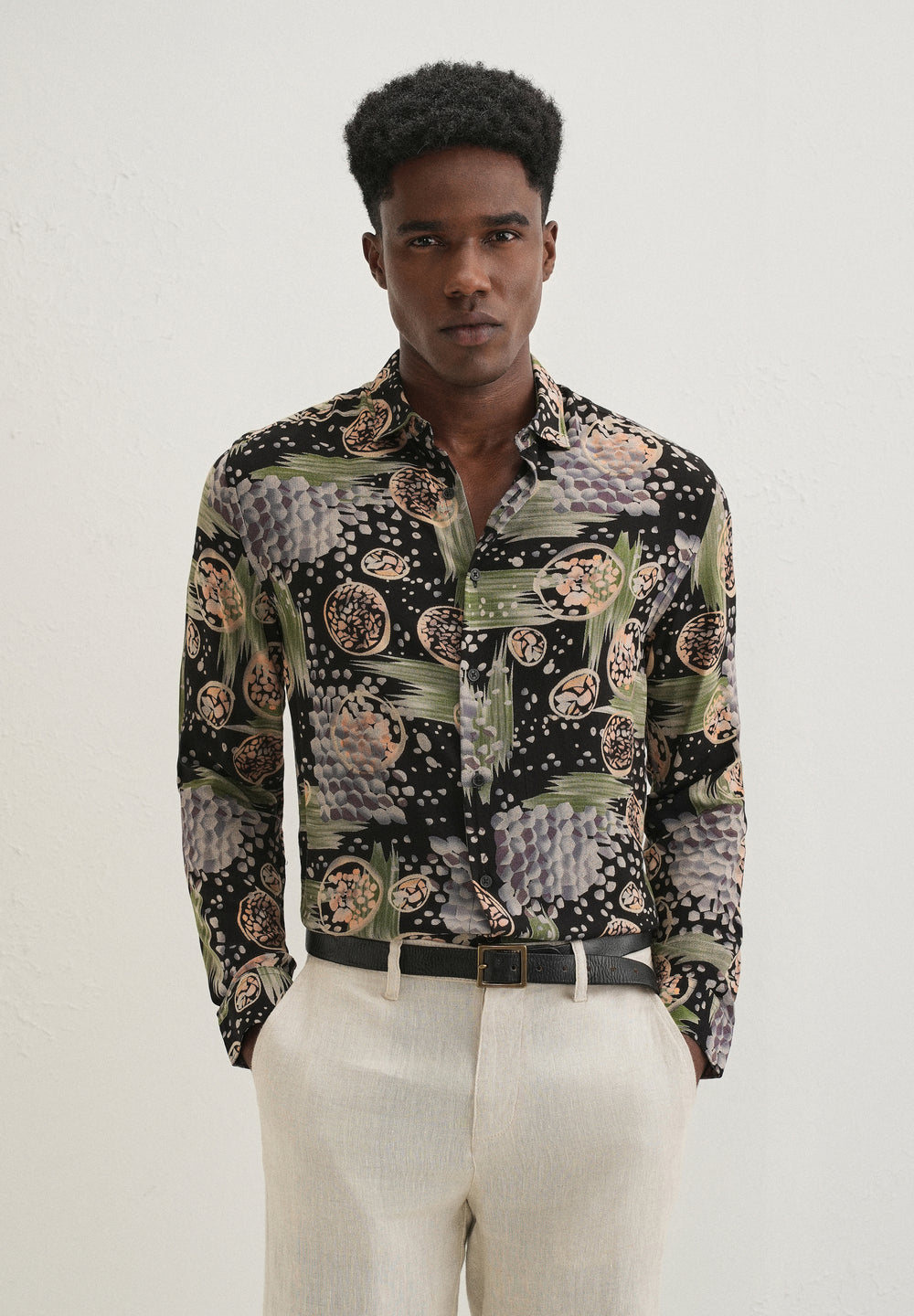 Green Abstract Feather Shirt