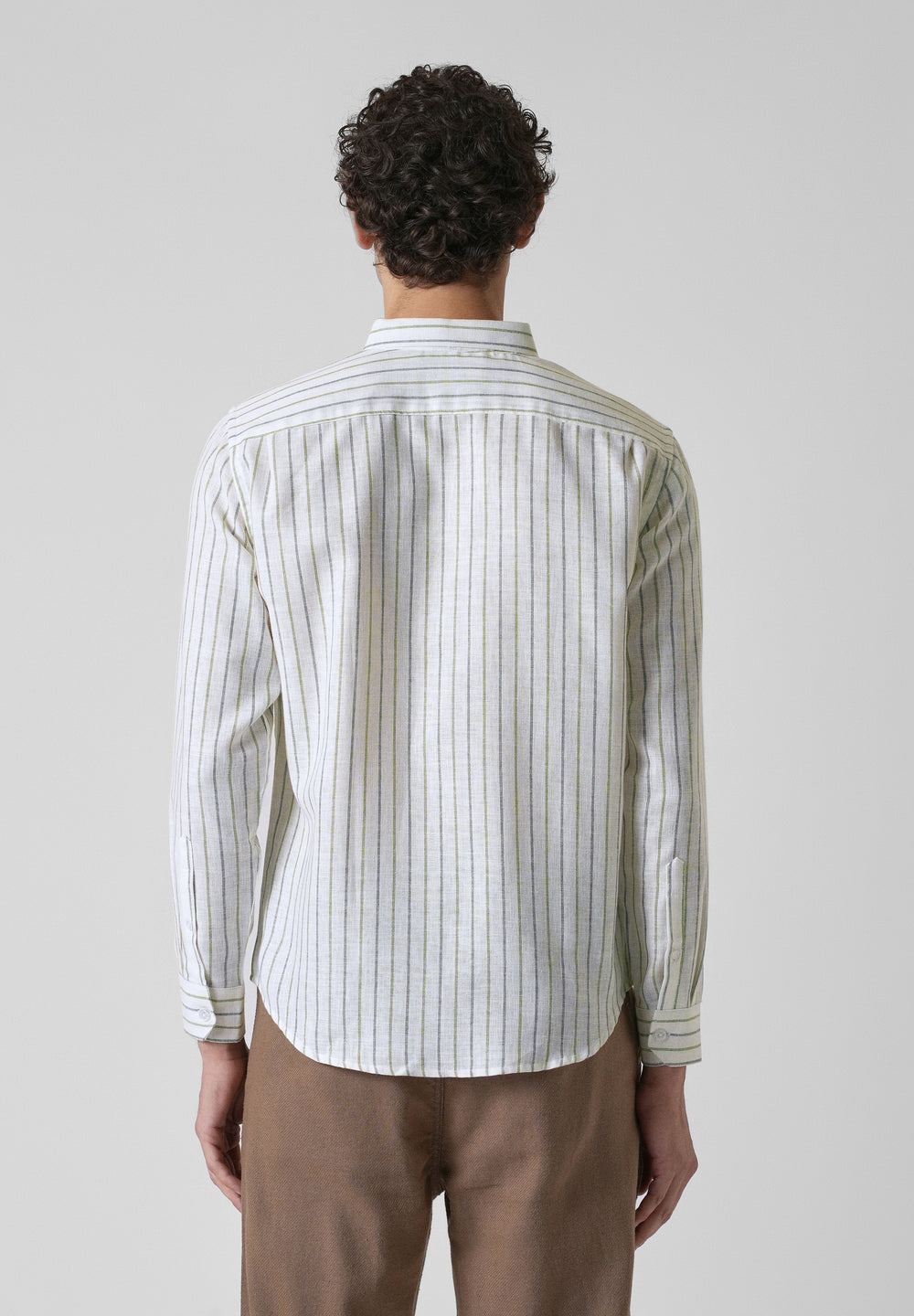 Green Blue Blended Cotton Pin Stripe Shirt