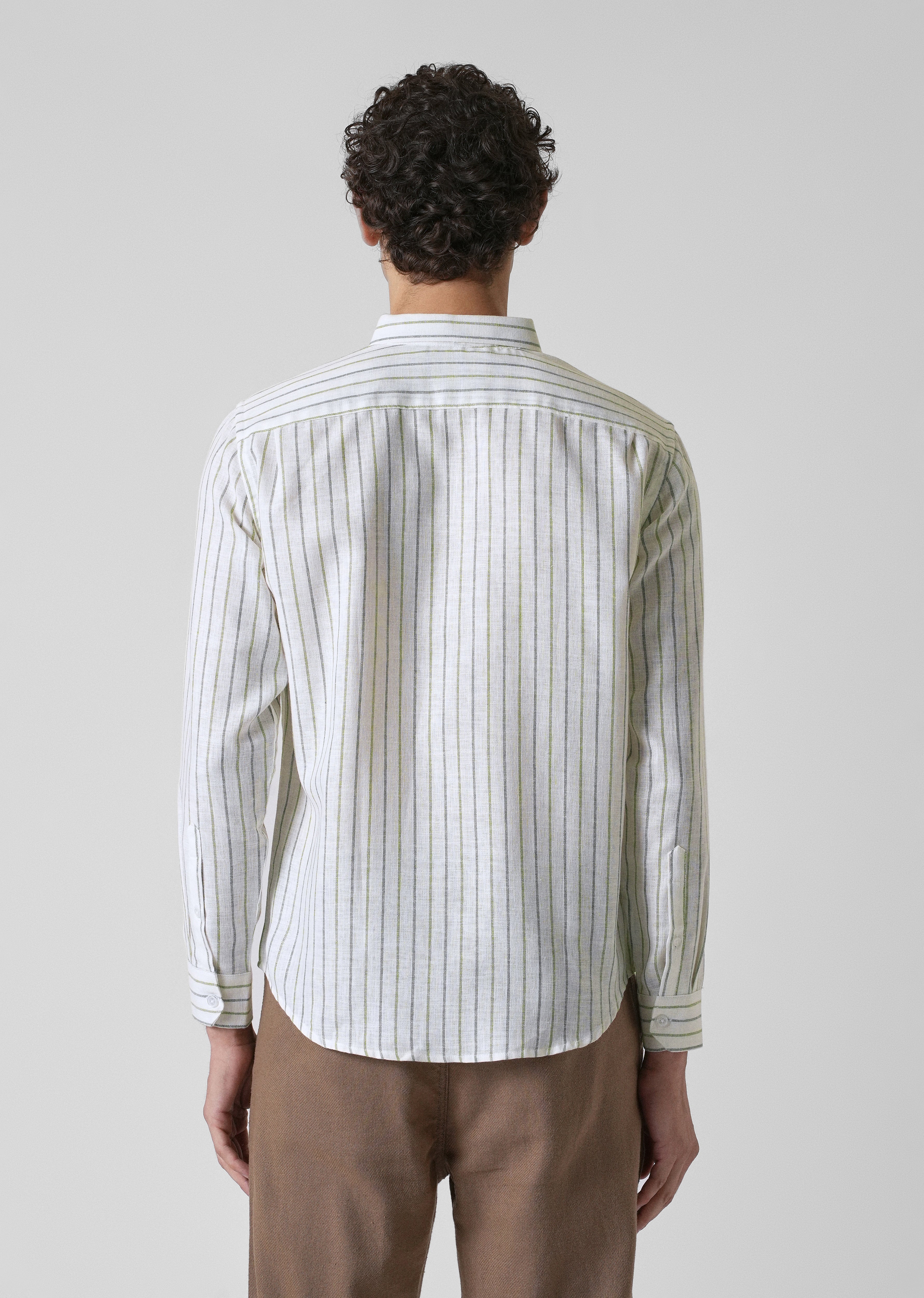 Green Blue Blended Cotton Pin Stripe Shirt