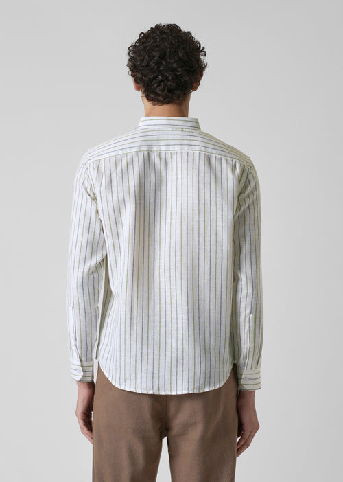 Green Blue Blended Cotton Pin Stripe Shirt