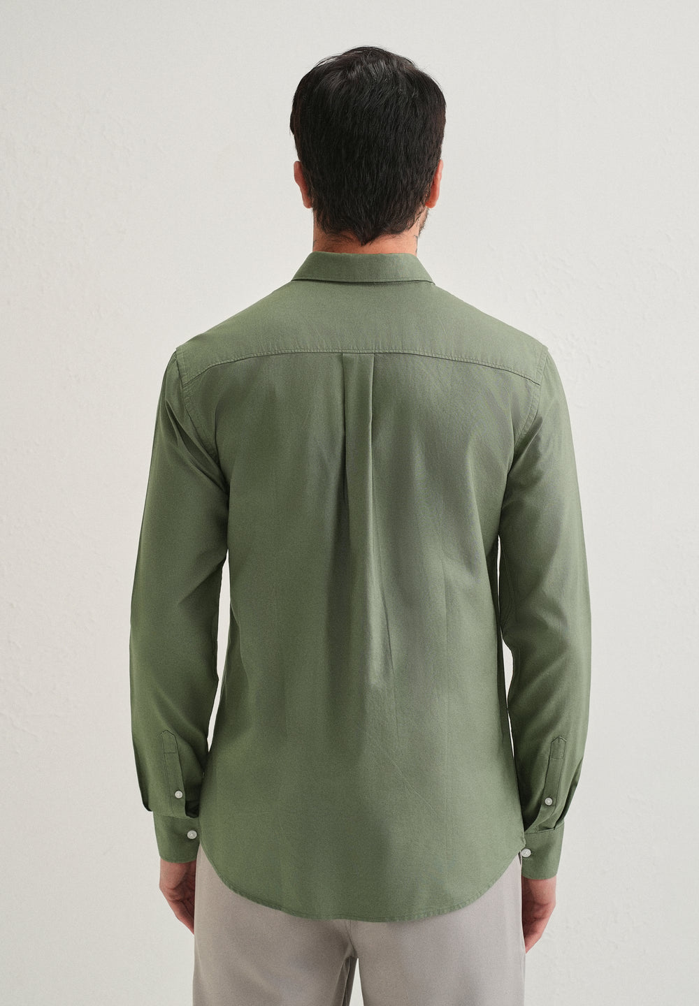 Green Plain Cotton Oxford Shirt