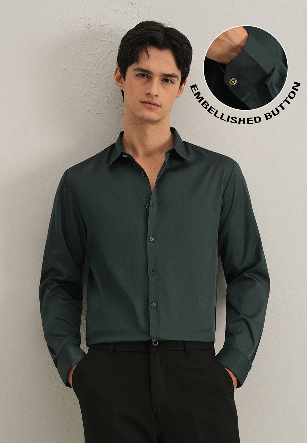 Green Plain Stitchless Placket Shirt