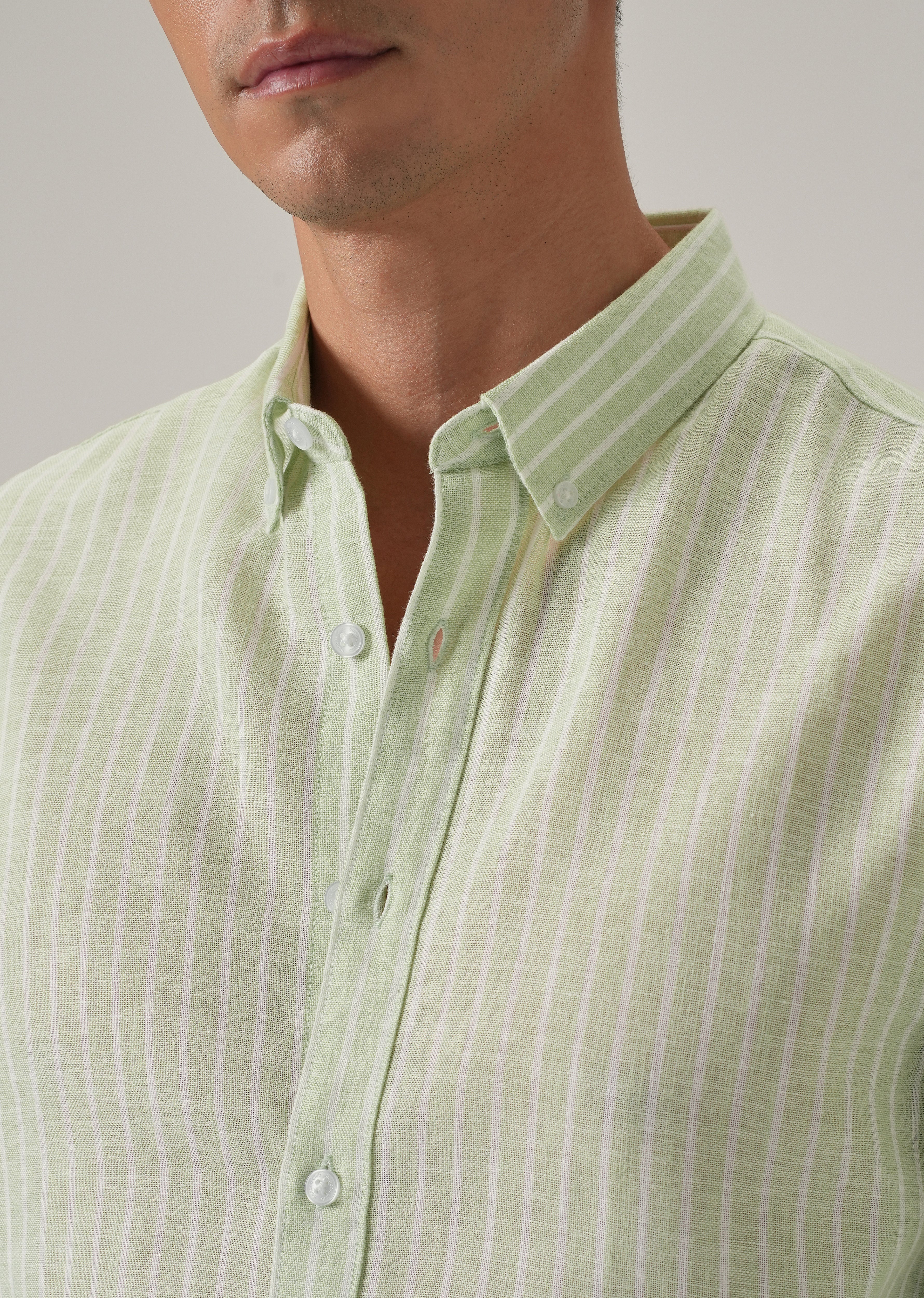 Green Stripe Linen Shirt