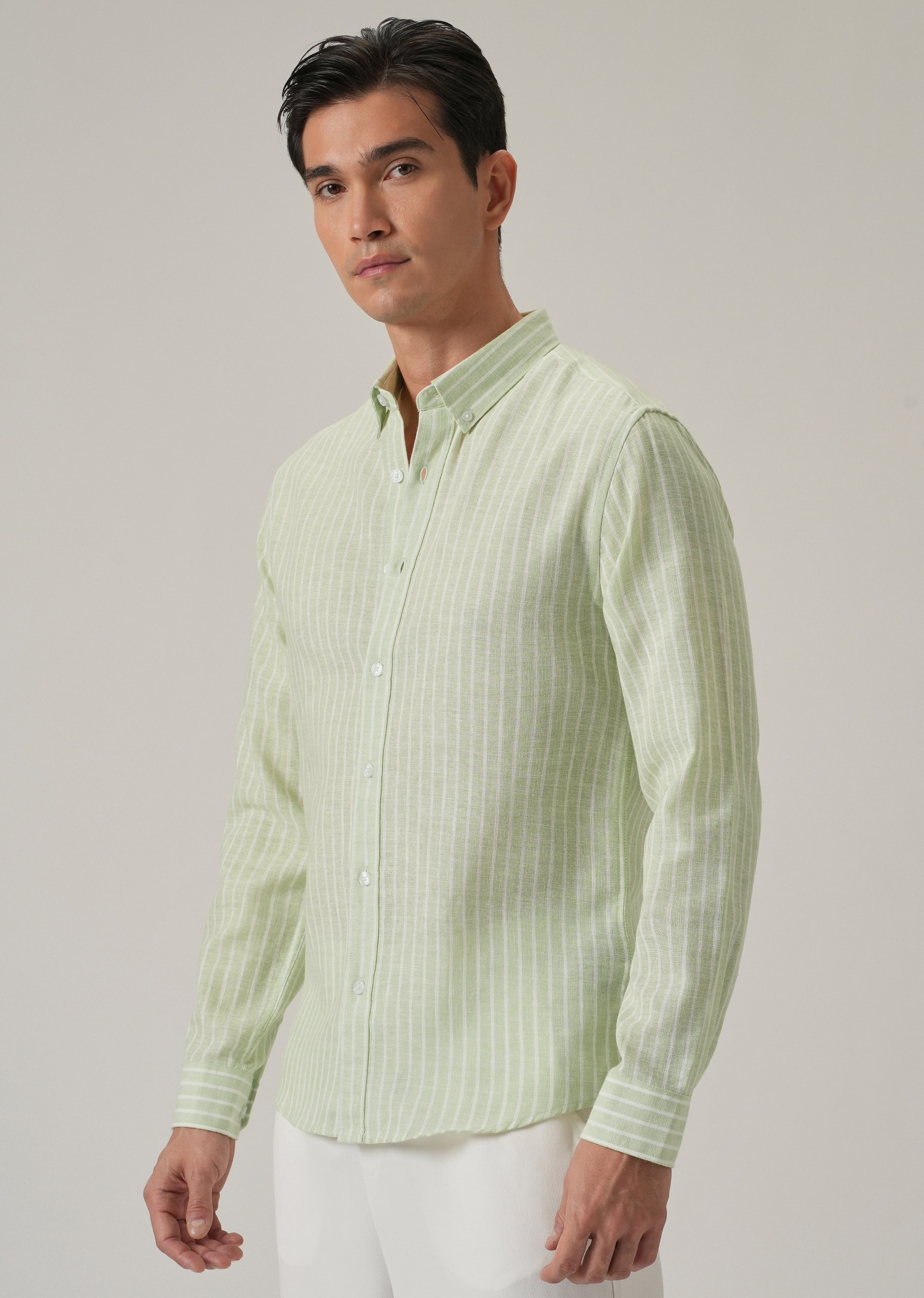 Green Stripe Linen Shirt