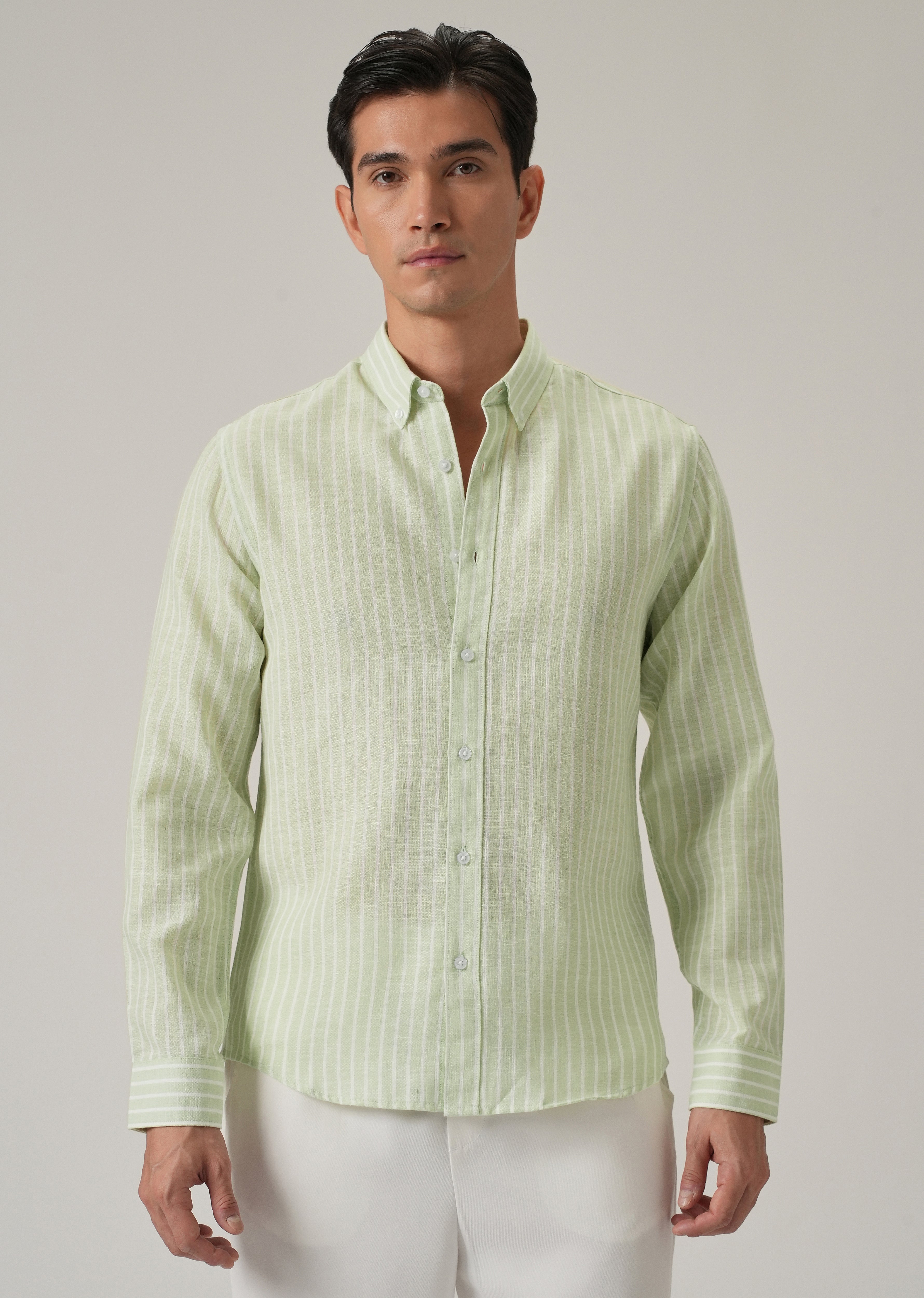 Green Stripe Linen Shirt