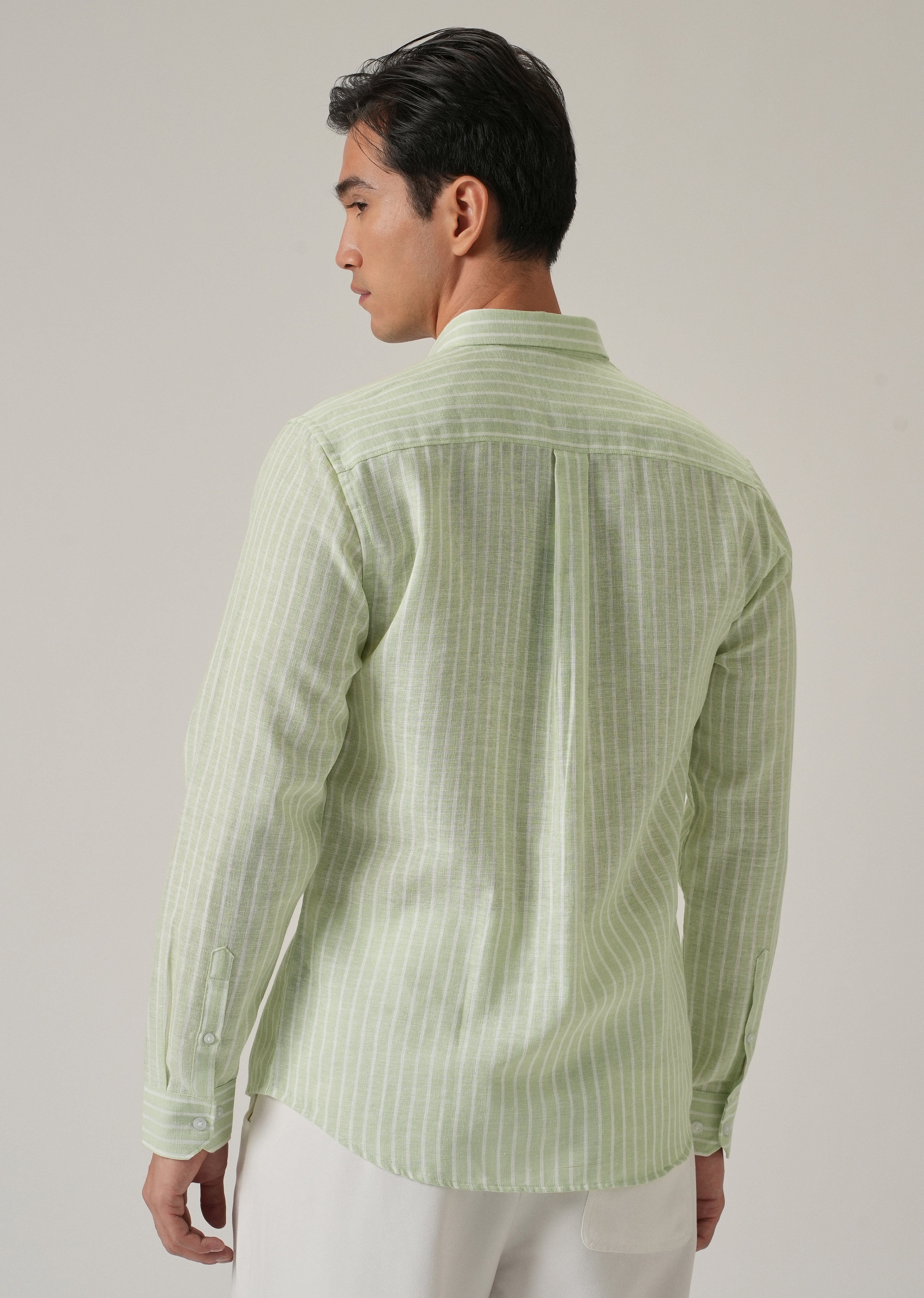 Green Stripe Linen Shirt