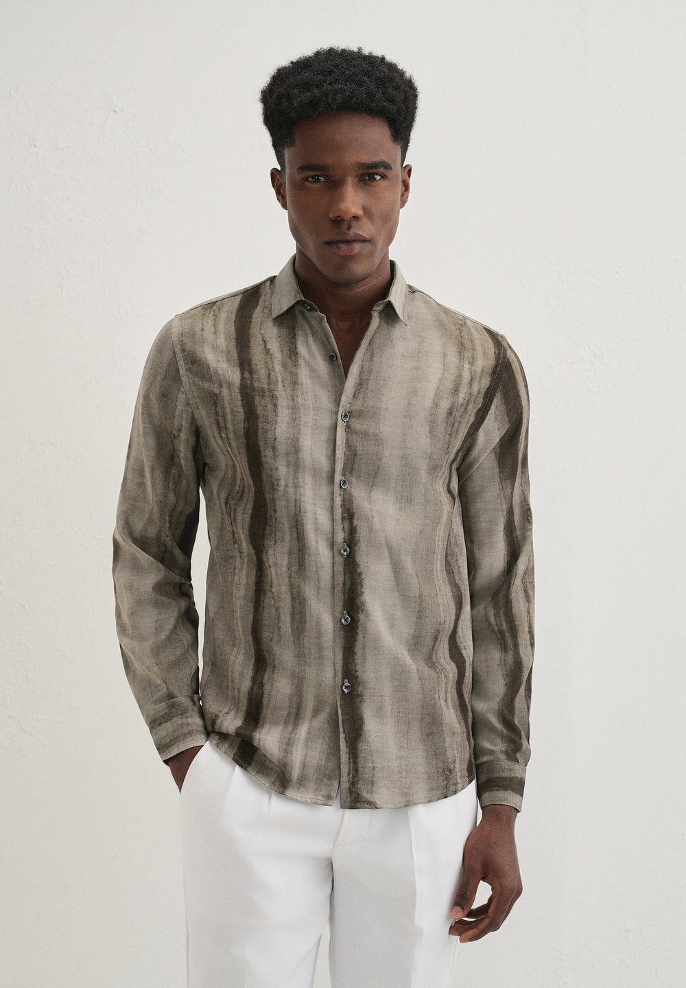 Green Stripe Printed Shirt