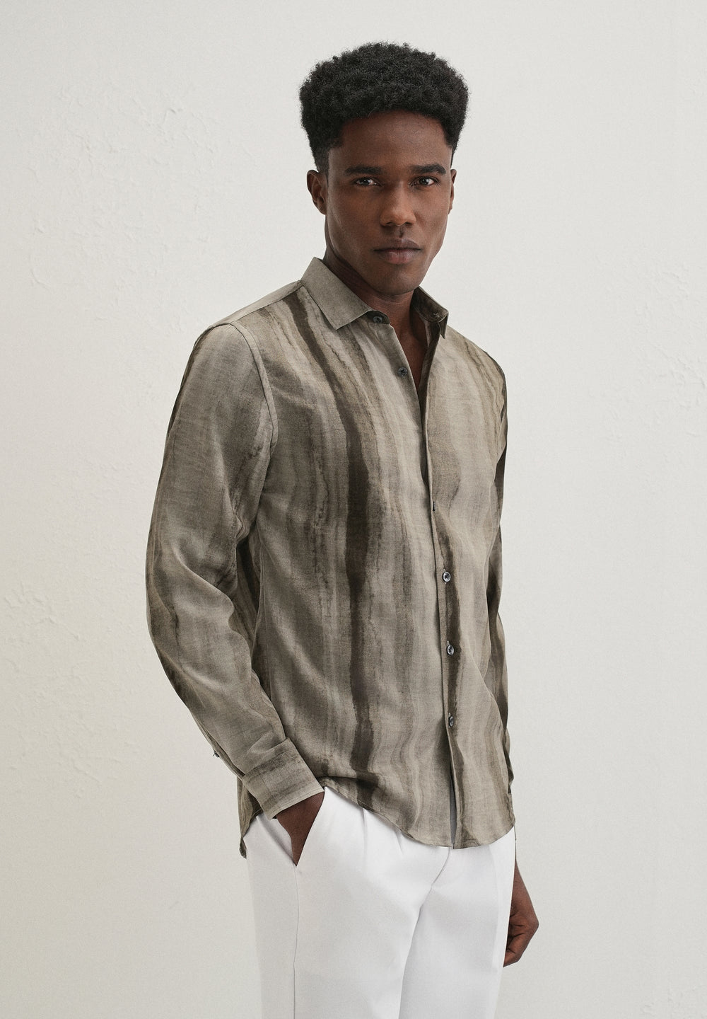 Green Stripe Printed Shirt